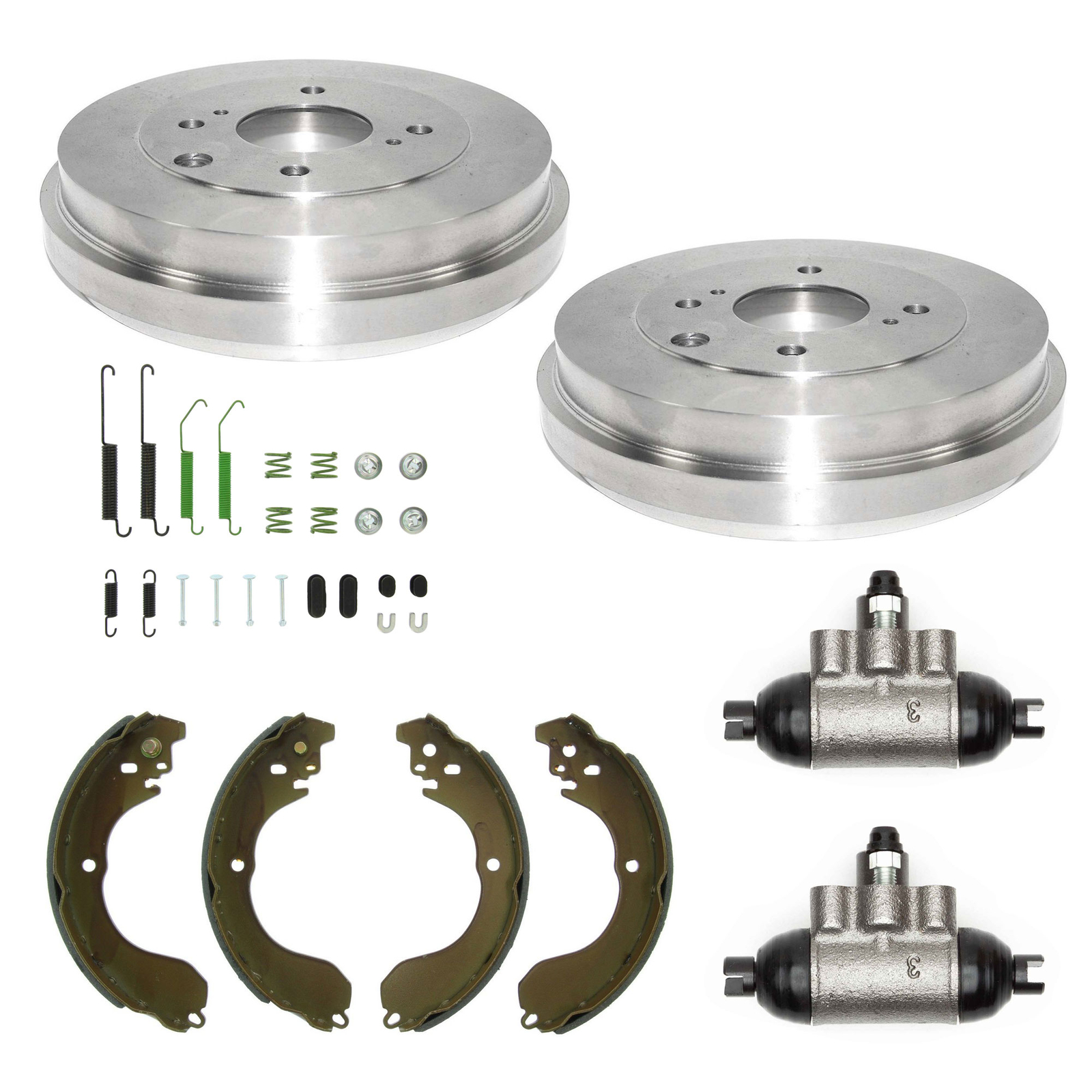 Rear Brake Drums Shoes Hardware & Cylinders Kit For Nissan Sentra Versa Cube