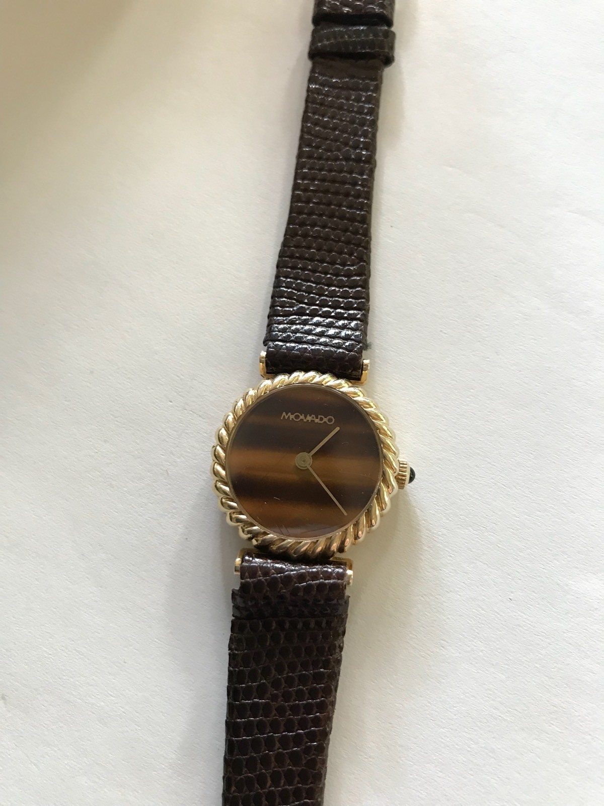 Movado 14K Gold Tigers Eye Face Antique Watch
