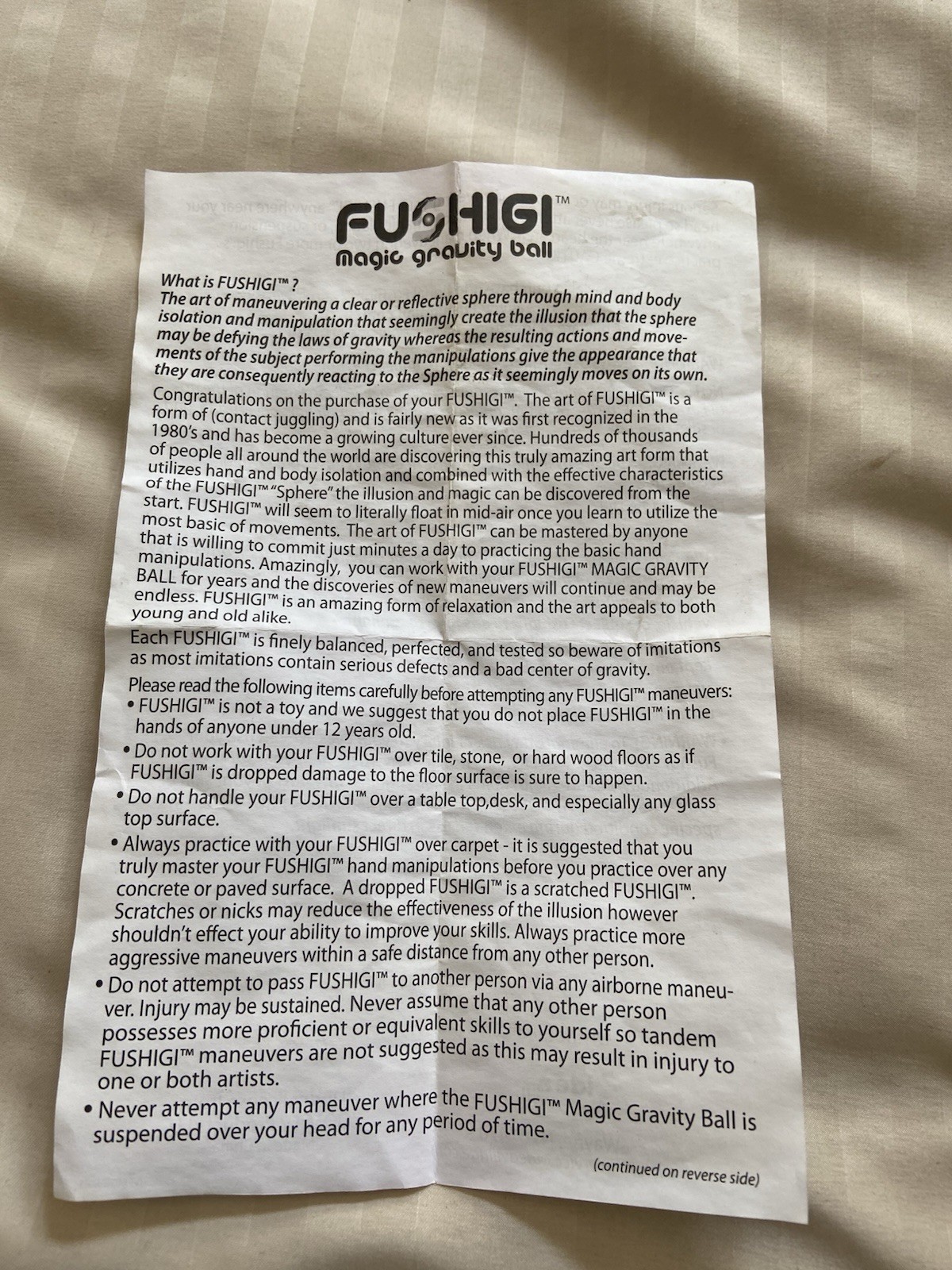 FUSHIGI Magic Gravity Ball AS SEEN ON TV - Ball/DVD/Instruction