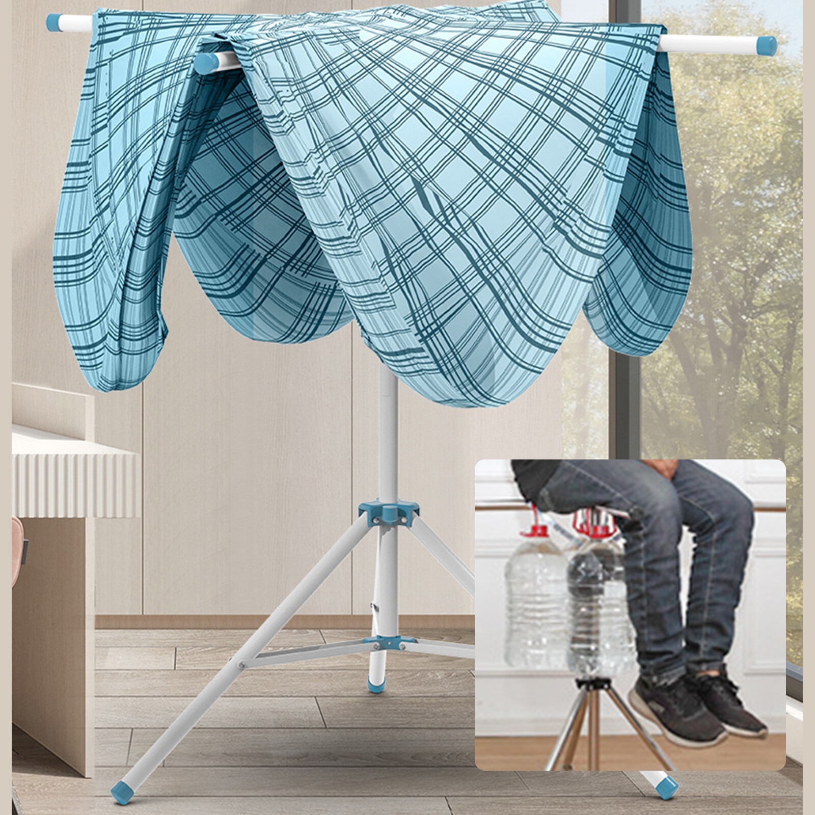 Tripod Clothes Drying Rack Laundry Coat Hanger Metal Garment Rack Stand Foldable