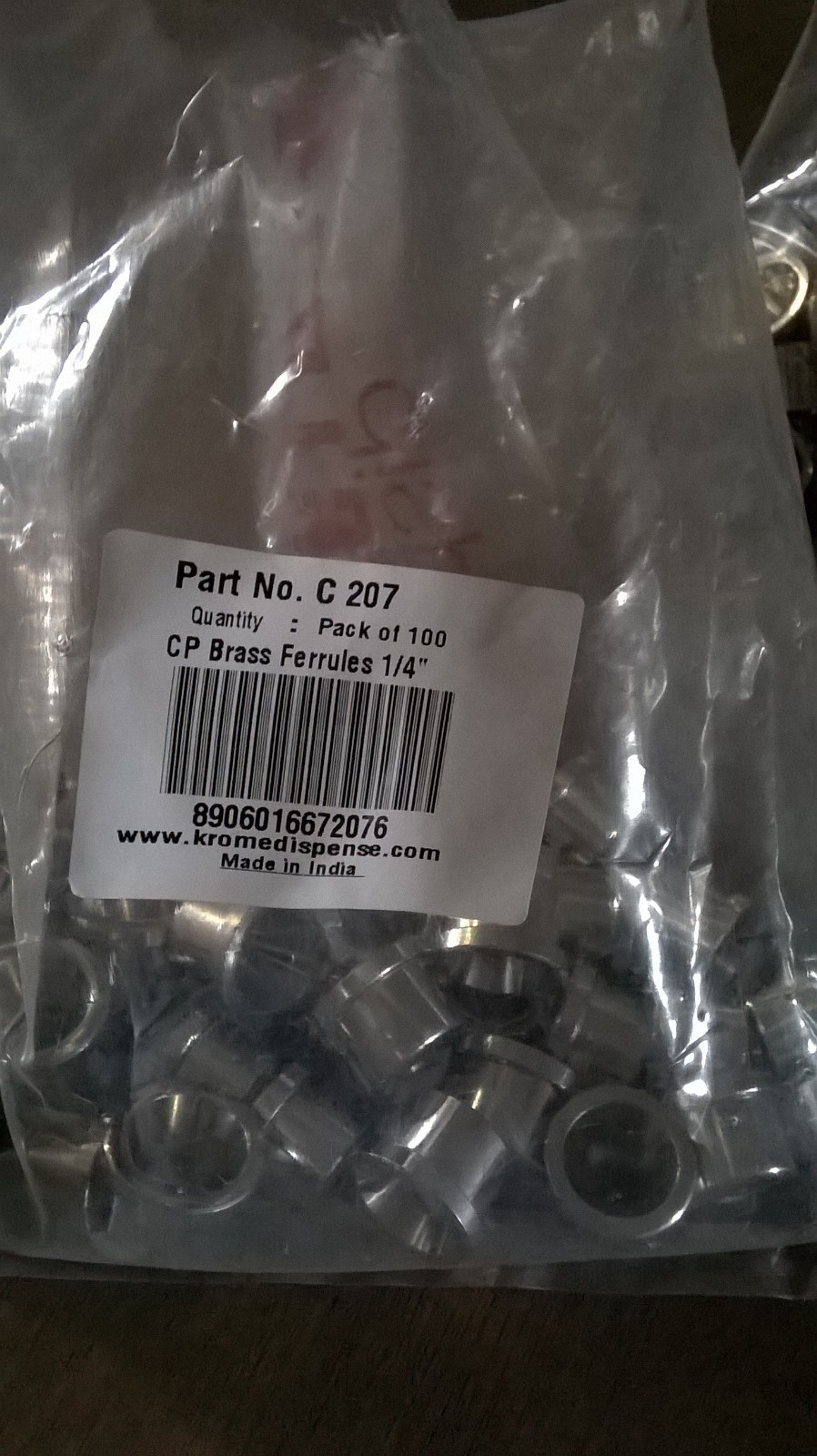 3/8" Beer Cooling Coil Ferrule – SS Coil to Shank Connector| 100 Pack