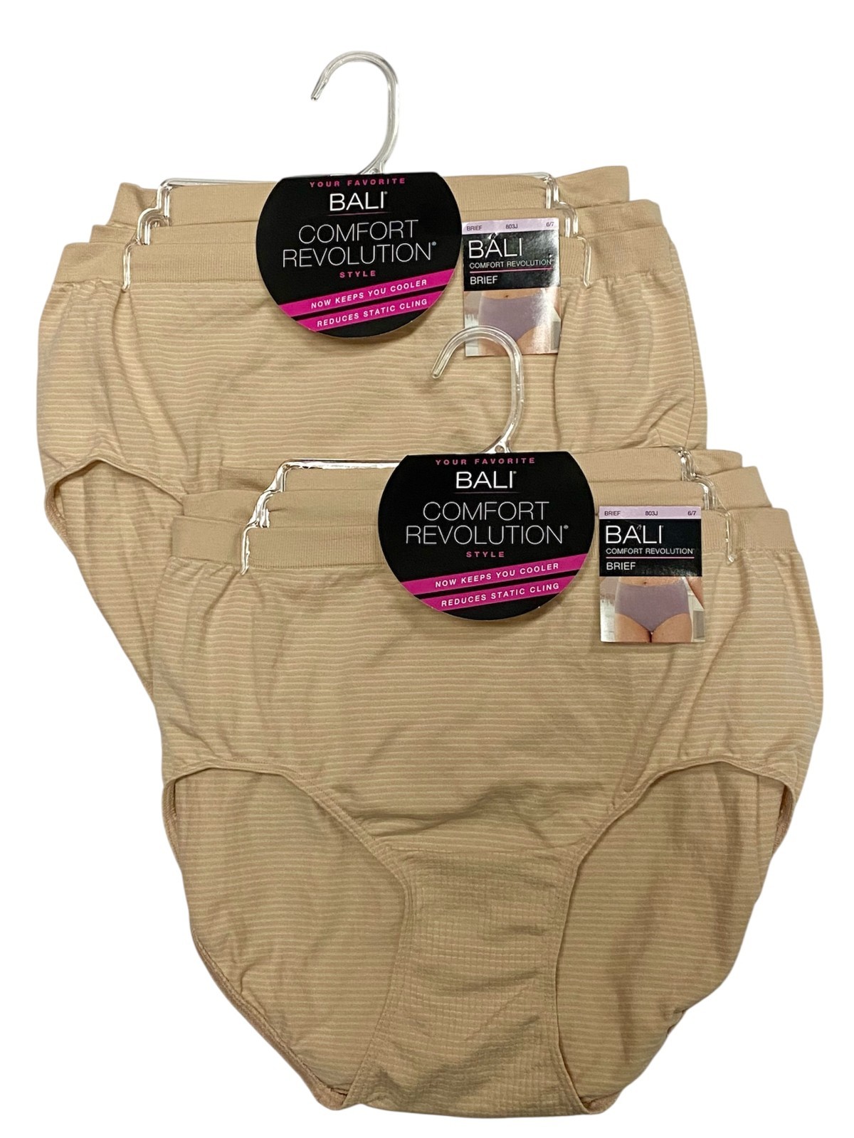 Bali Brief 6 Pack Comfort Revolution 803J - Nude Stripe