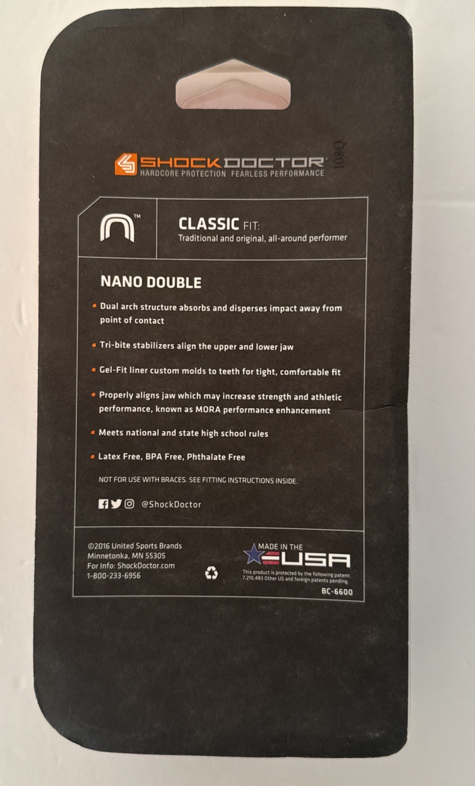 NEW Shock Doctor Nano Double Low Profile Mouthguard - Adult - Blue