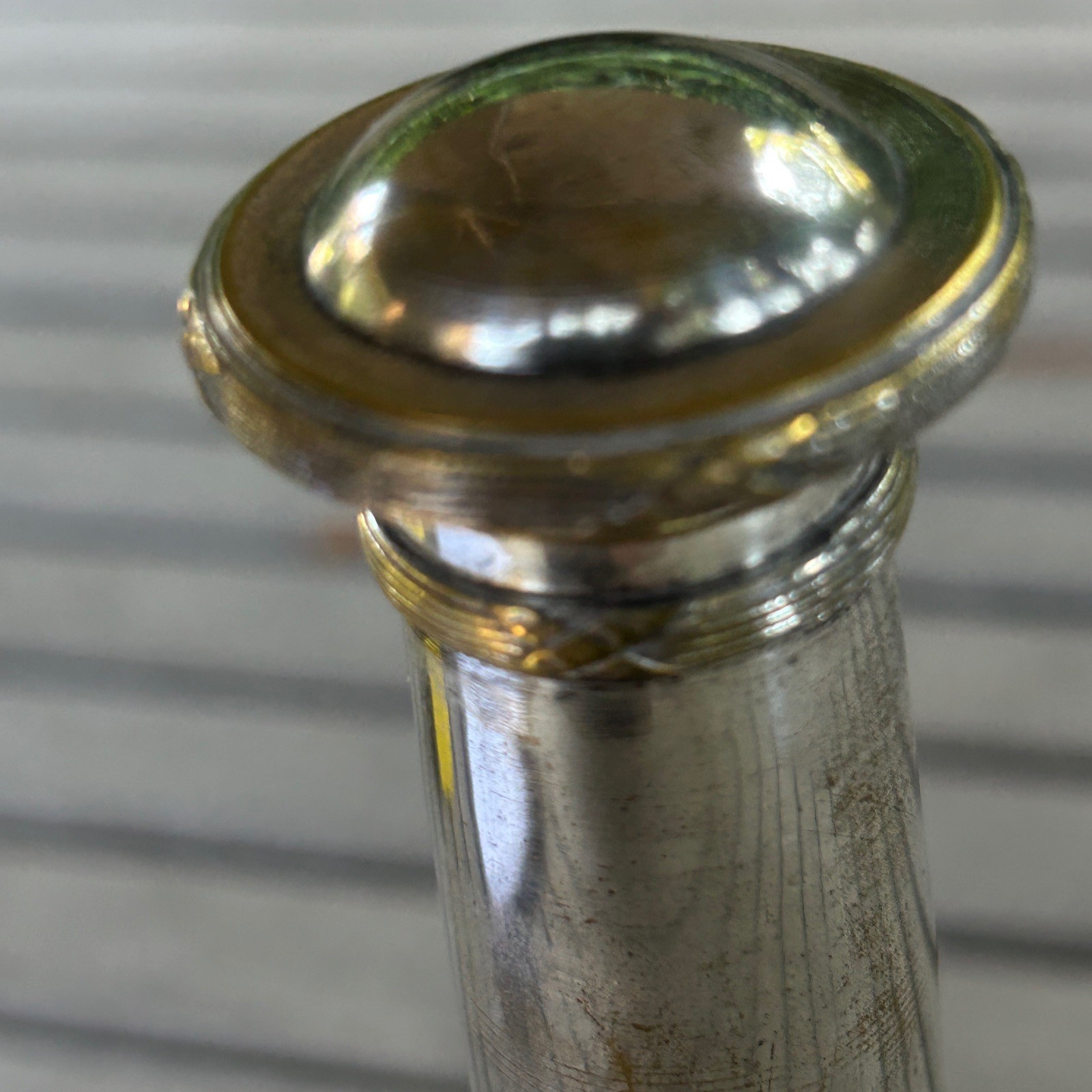 French Vintage Silver and Etched Glass Crystal Cruet Decanter Perfume Bottle