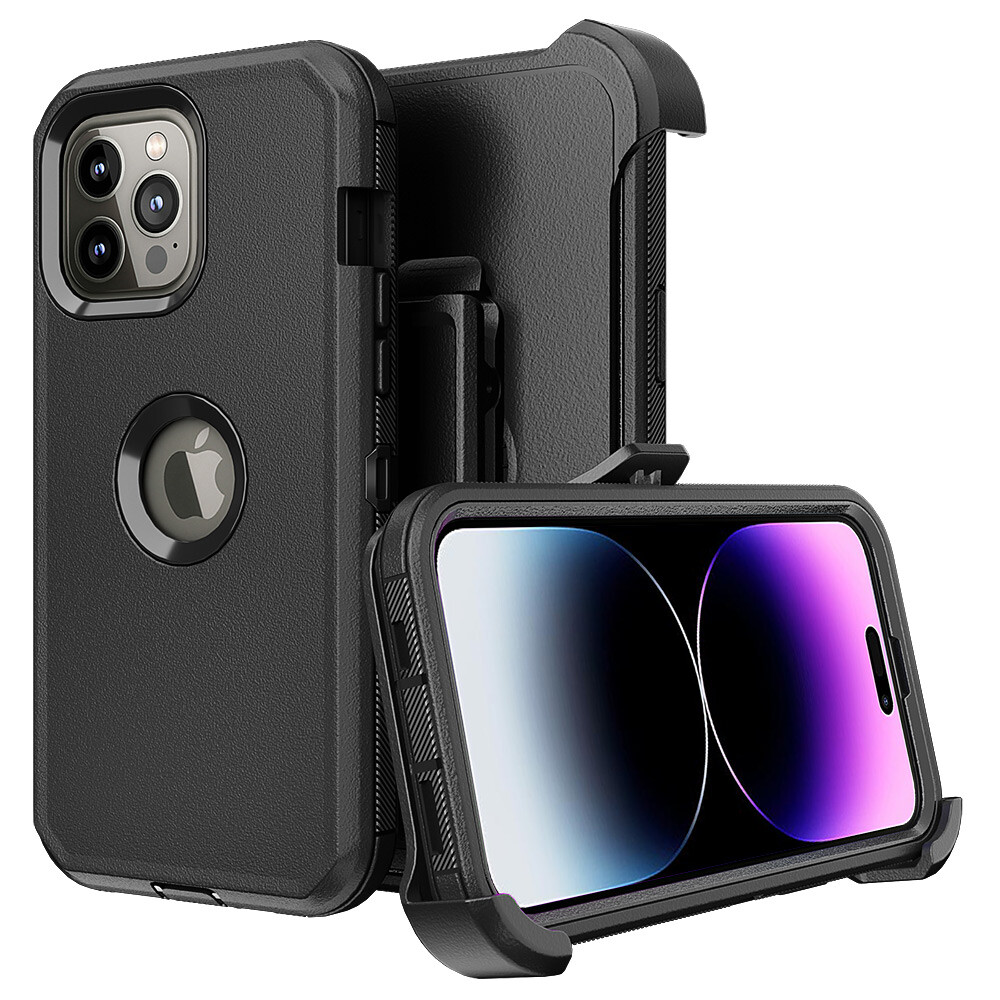 For iPhone 15 Pro Max 14 13 12 11 Shockproof Case Defender Cover With Belt Clip