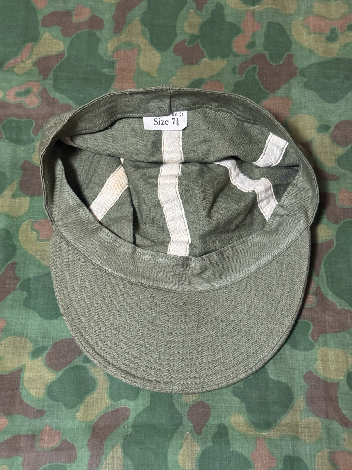NOS Vintage WWII U.S. Army Air Force A3 Mechanic HBT Cap Size 7 1/8