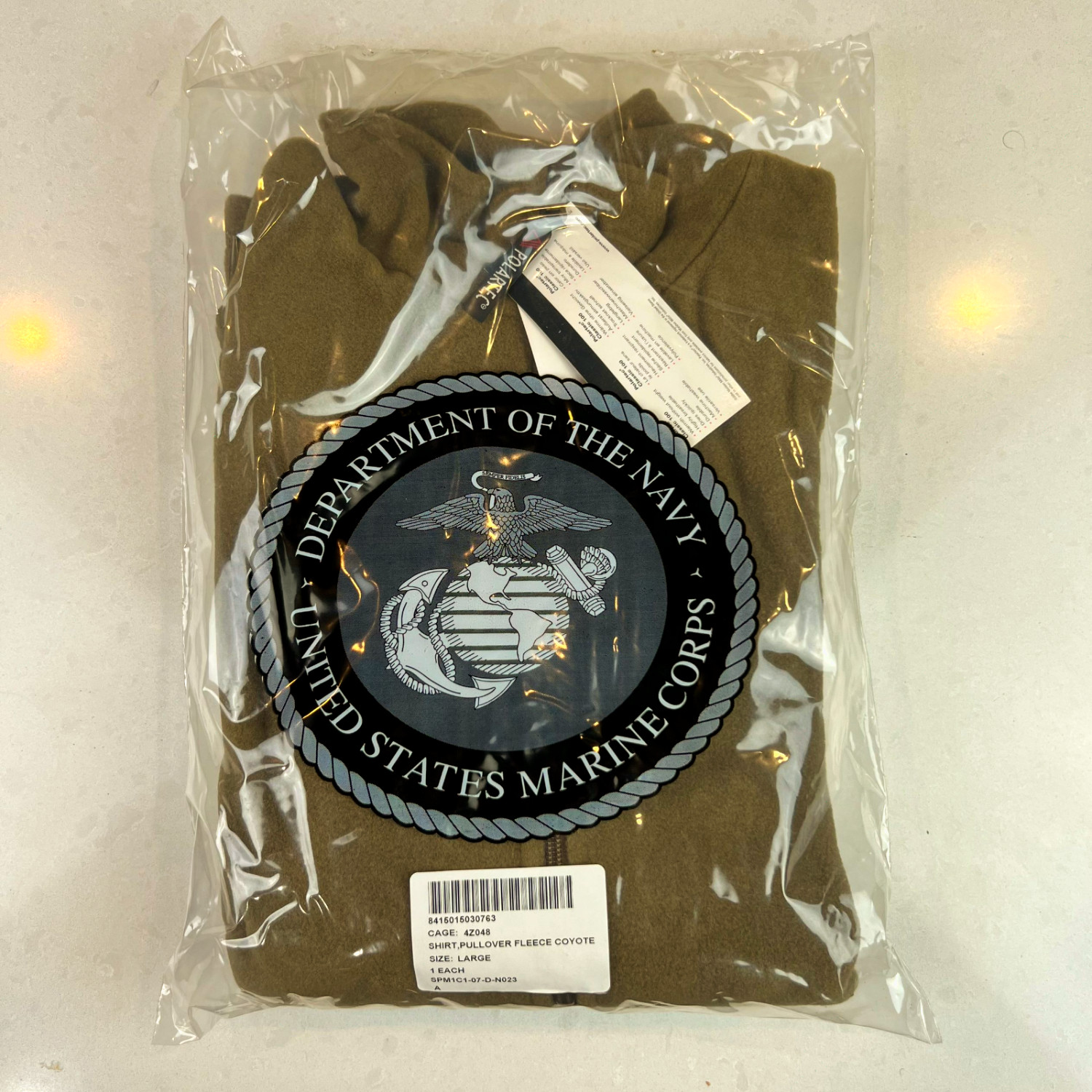 USMC Coyote Fleece Pullover Polartec 100 Size Large USGI Authentic Marines NEW