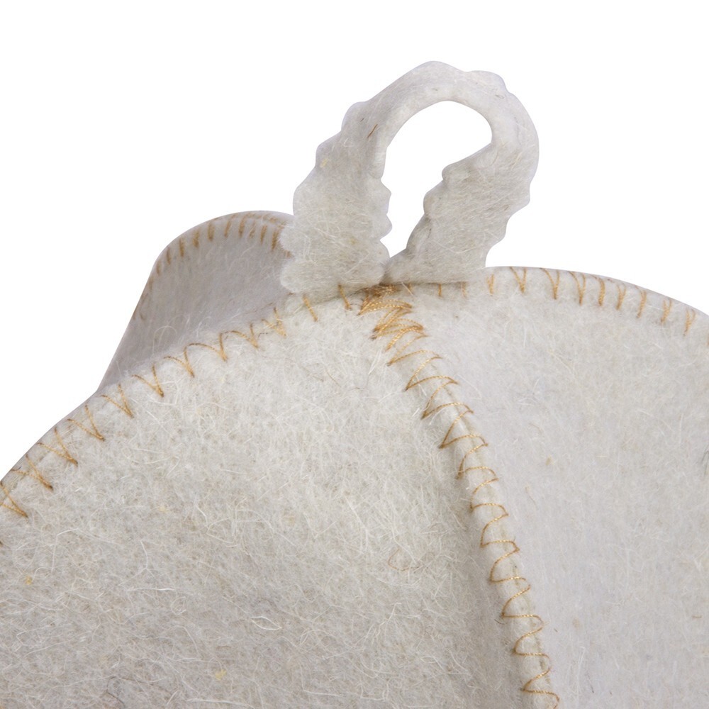 Don't Worry Be Happy Sauna Hat - Natural Wool Spa Hat - Felt Russian Banya Hat