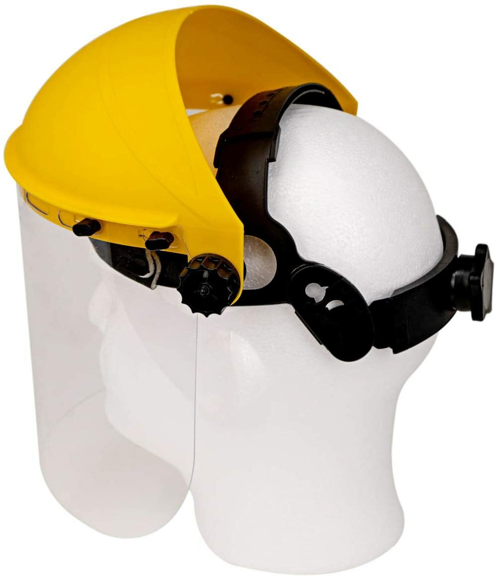 Face Shield with Ratchet, Reusable Full Facial Protection, Yellow (Pack of 1)