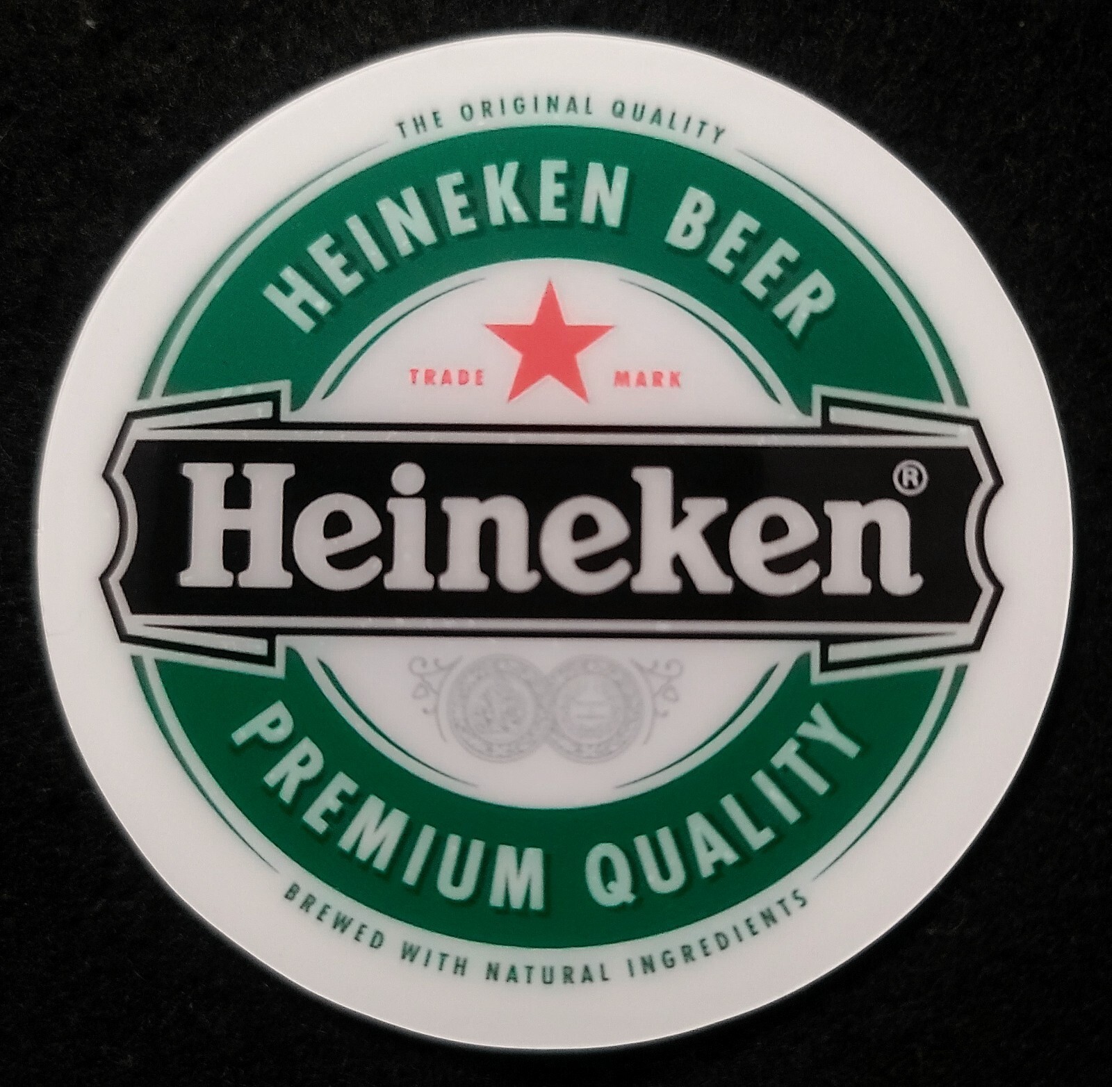 BEVERAGE STICKER "HEINEKEN PREMIUM" 3" ROUND GLOSSY THICK OUTDOOR WEATHERPROOF