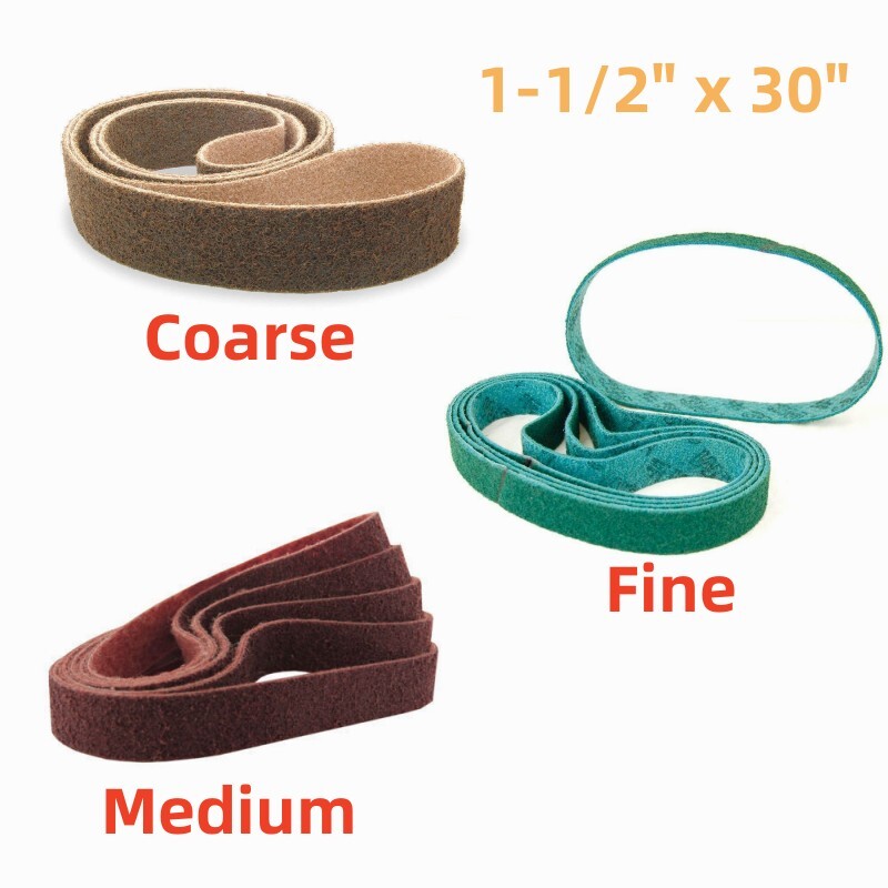 1-1/2" x 30" Surface Conditioning Sanding Belts - Coarse, Medium, and Fine Grits