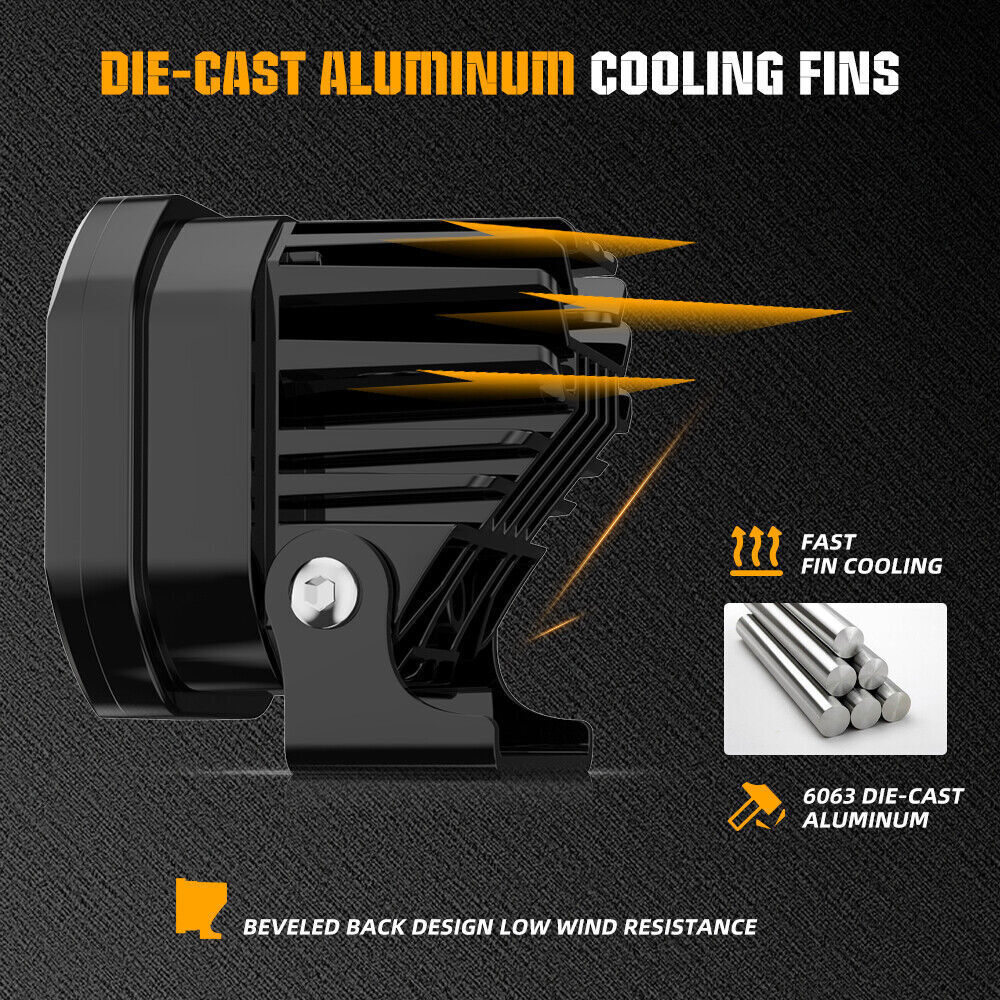 Colight 3INCH Squadron Sport Amber LED Pair Driving/Combo Lights w/ Wire Harness