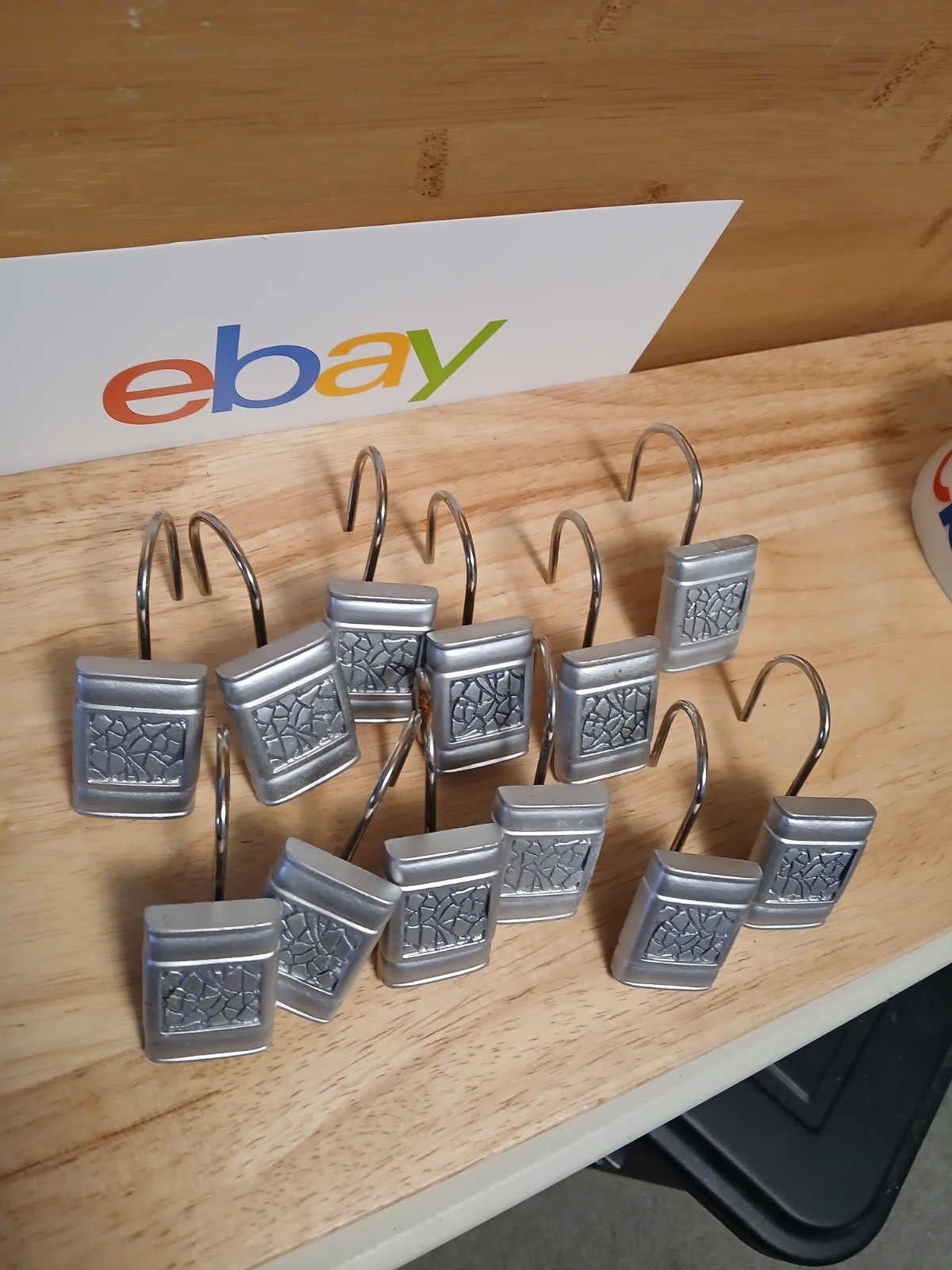 Royal Diadem Bath Sinatra Silver Collection Bathroom Shower Curtain Hooks used