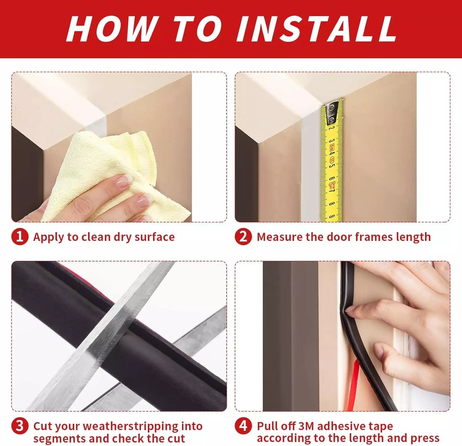 40 Feet Rubber Weather Stripping Door Seal Strip, Self-Adhesive Backing D-Shape