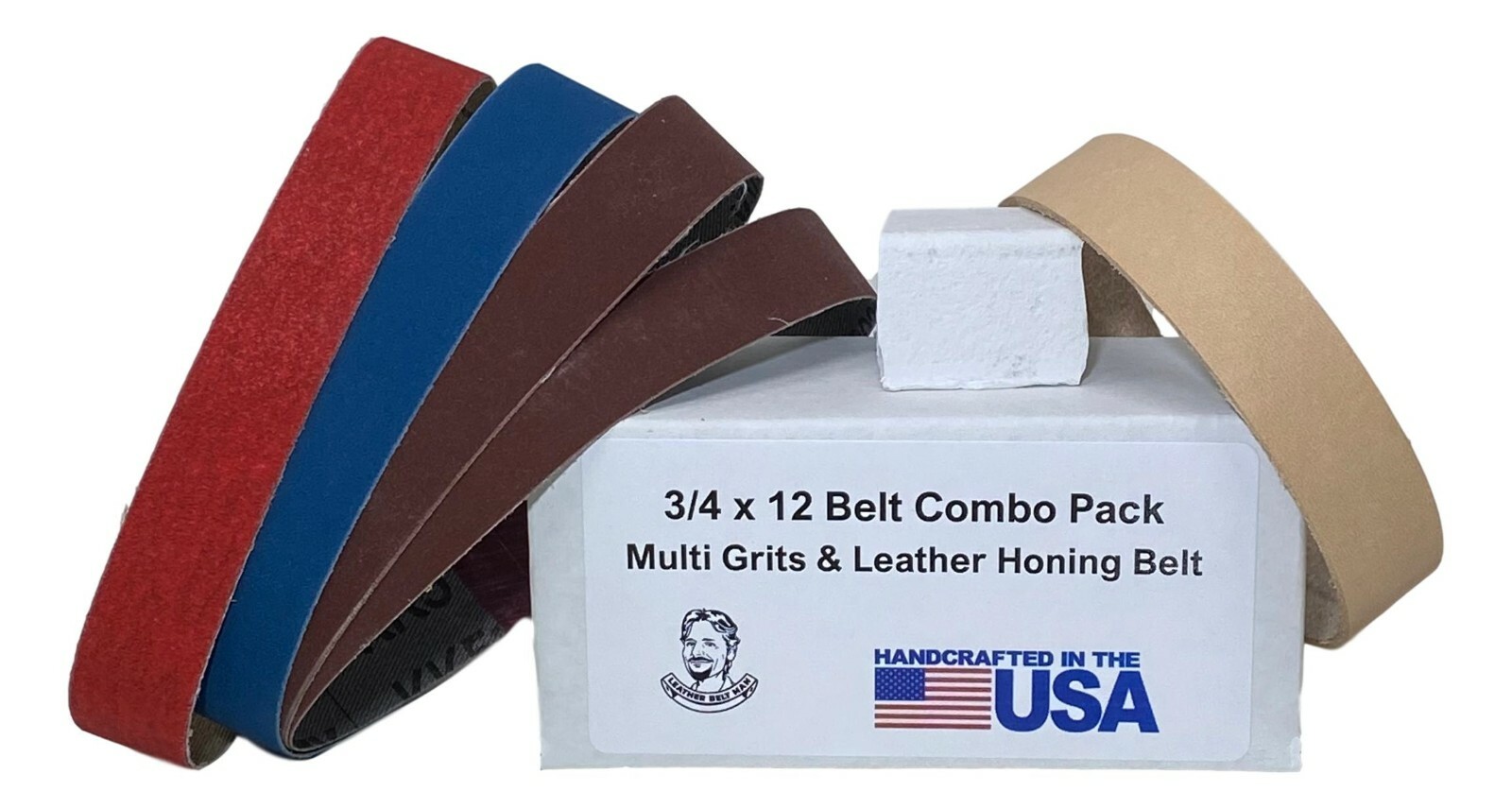 3/4 X 12 Replacement Belt Kit w/ Leather Honing Strop fits Ken Onion Worksharp