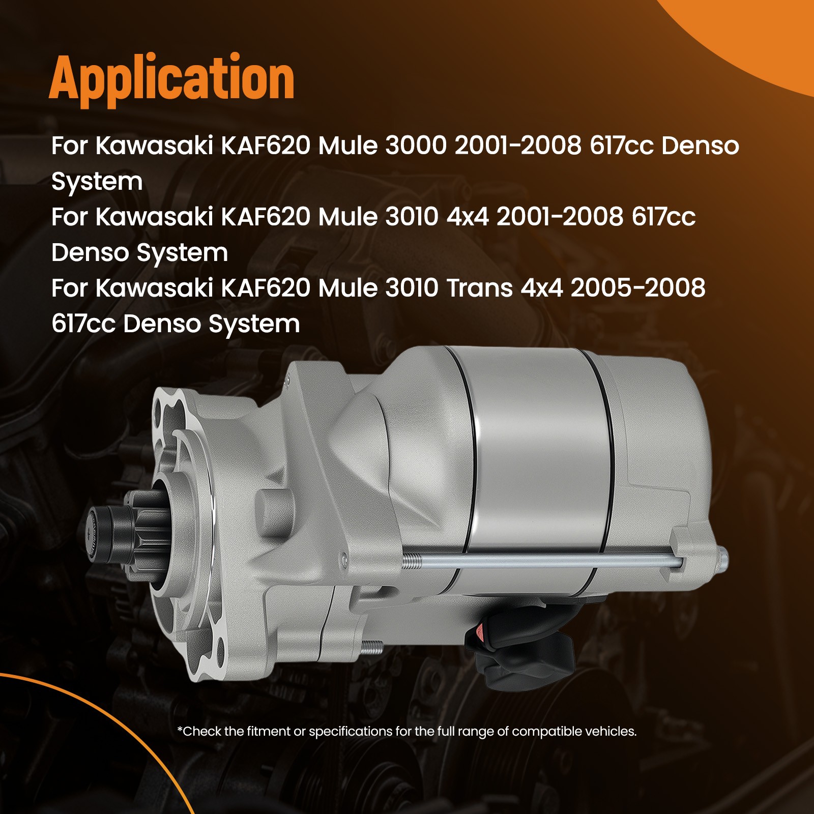 Starter For Kawasaki KAF620 Mule 3000 3010 3020 4000 2001-2011 617cc 18629 12V