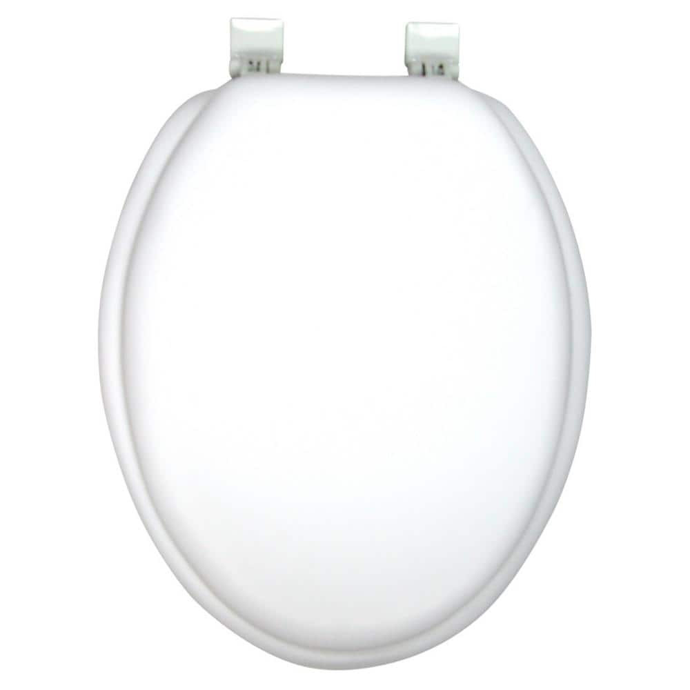 NEW Ginsey Elongated Closed Front Soft Toilet Seat In White Padded Vinyl