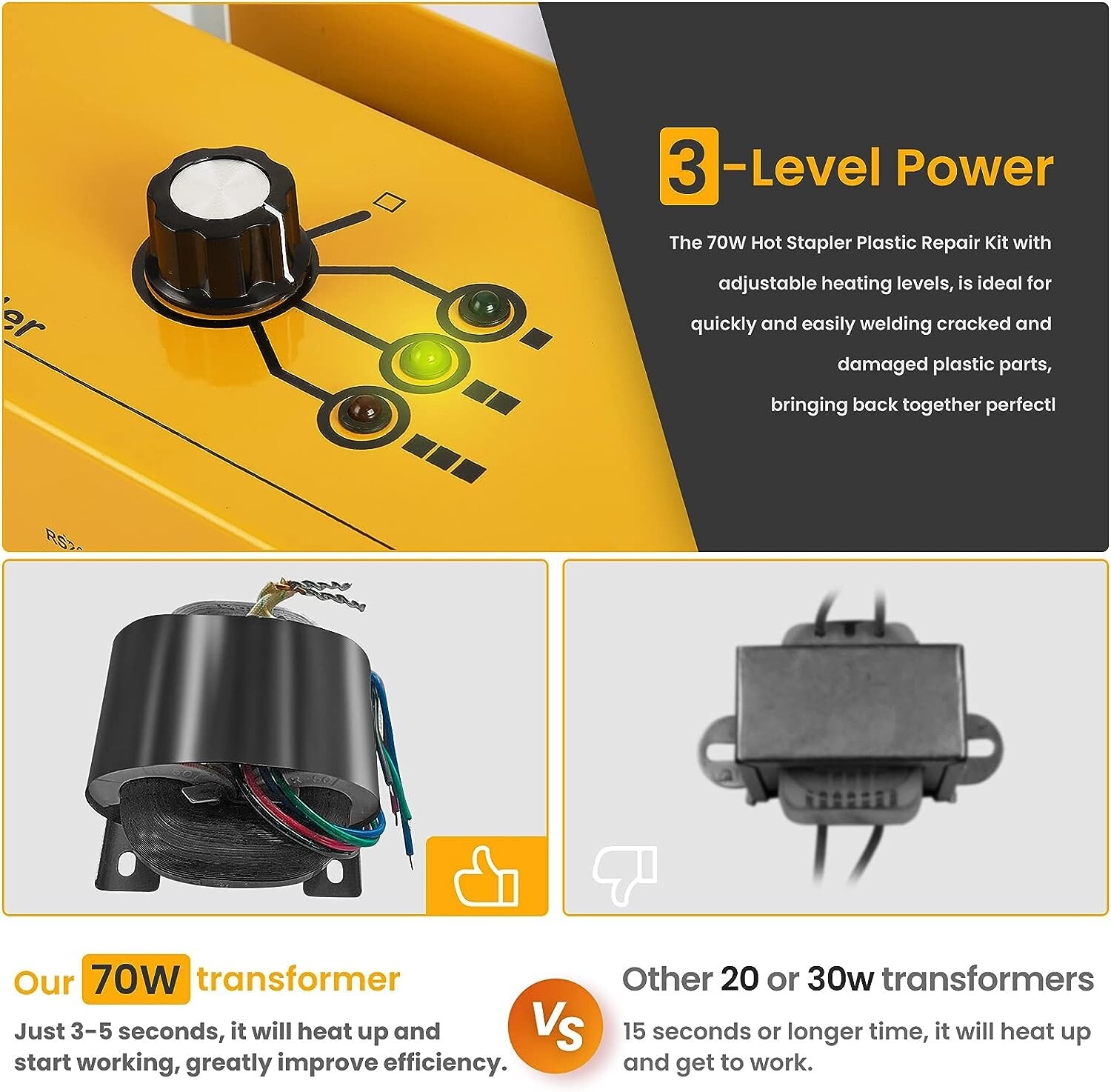 60W Hot Stapler Plastic Welder Welding Repair Kit Gun Car Bumper Tool 600Staples