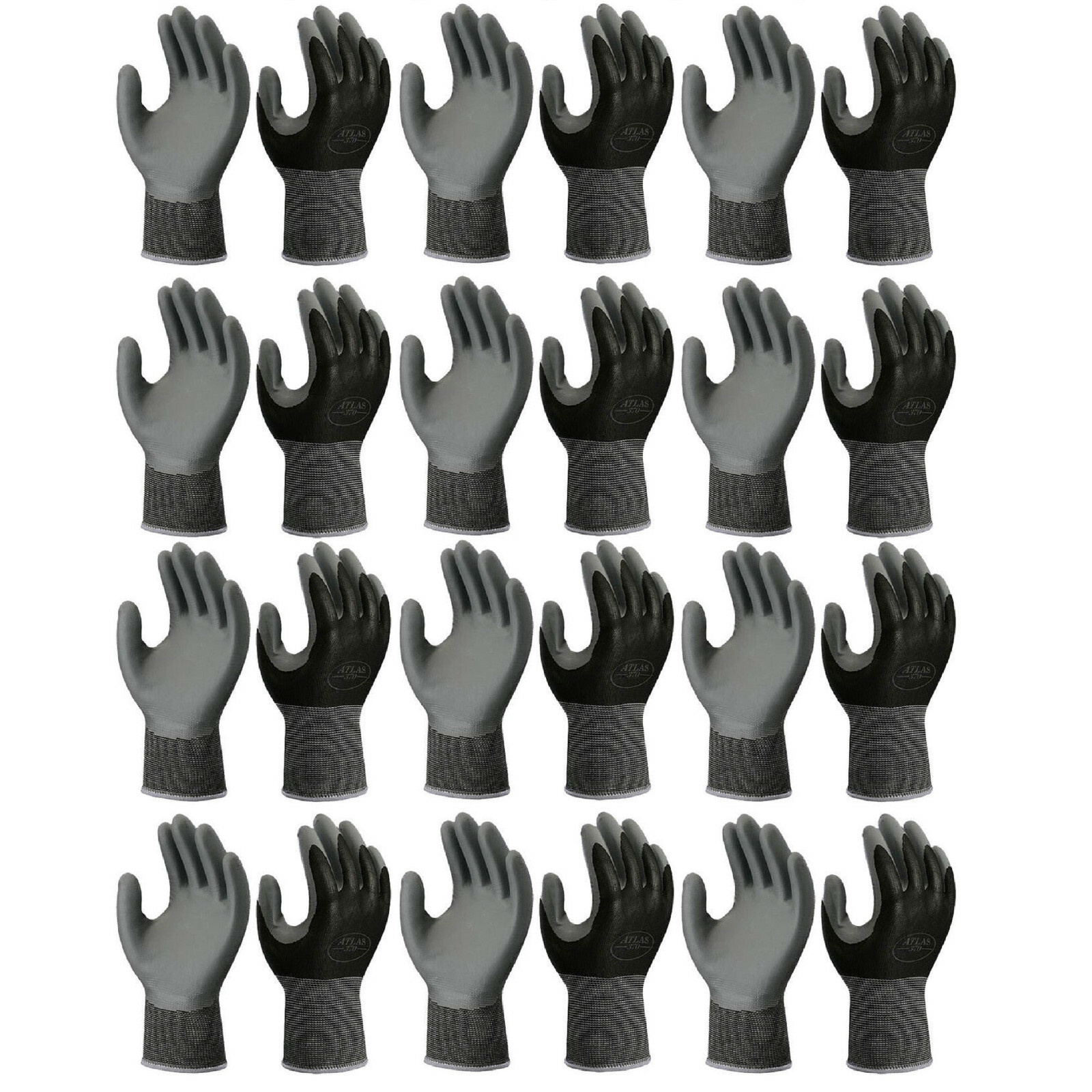 SHOWA ATLAS FIT 370 BLACK NITRILE GARDENING WORK GLOVES (SM, M, L, XL)