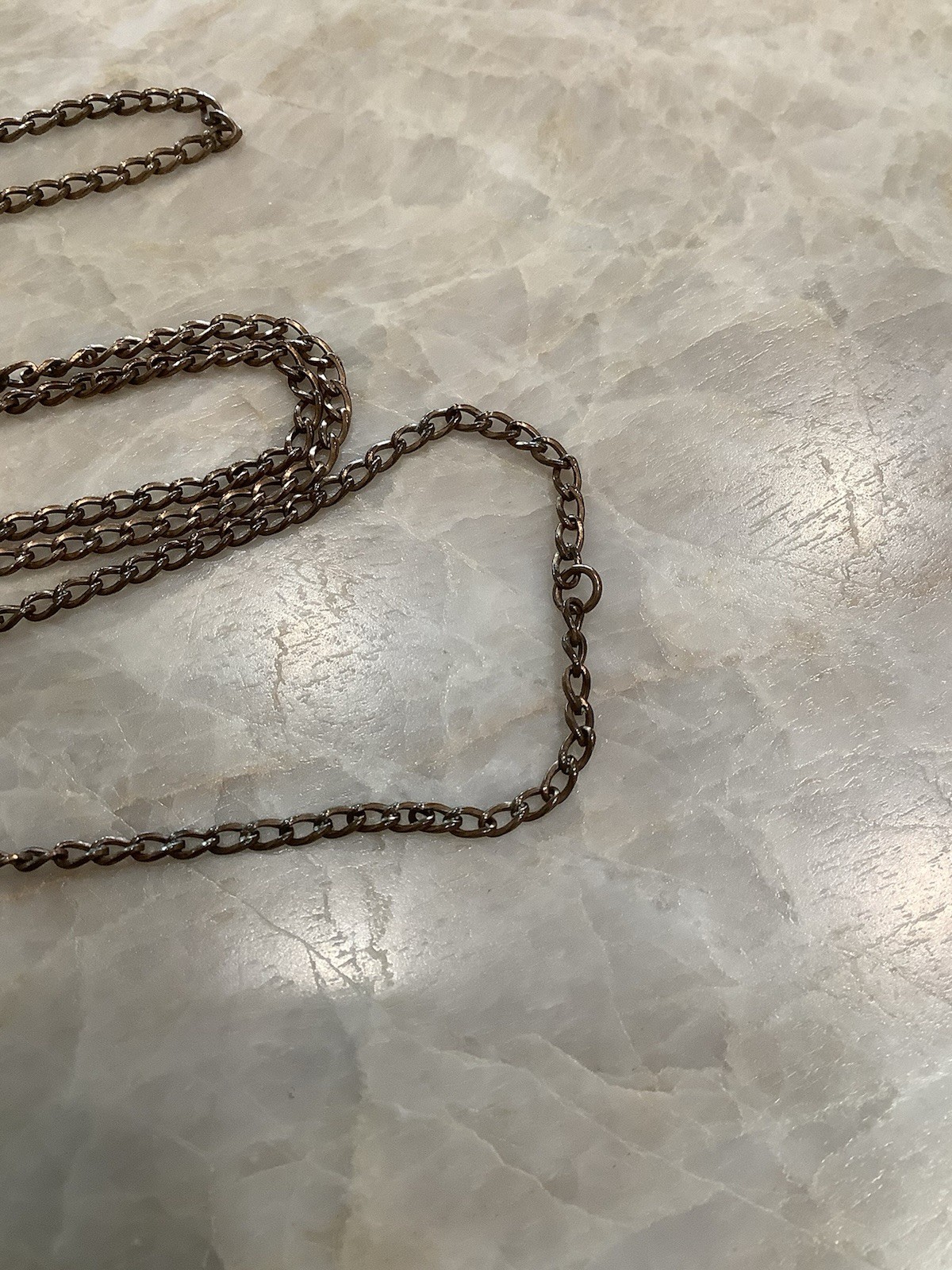 Vintage Antique Rose Gold Filled 46" Watch Chain & Opal Diamonds Slide