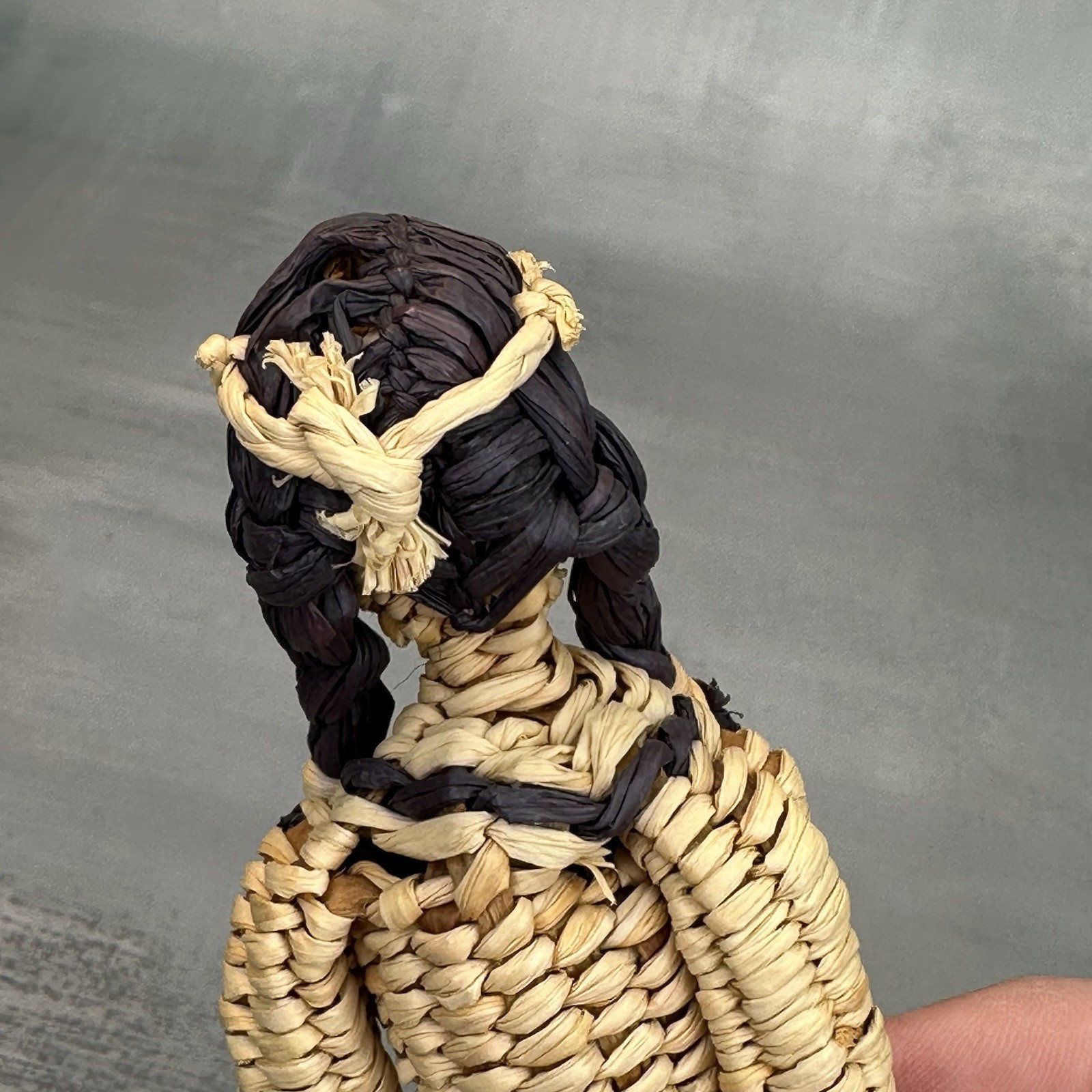 Vintage Native American Skokomish / Yakama Basketry Basket Doll Woman Dress 6”