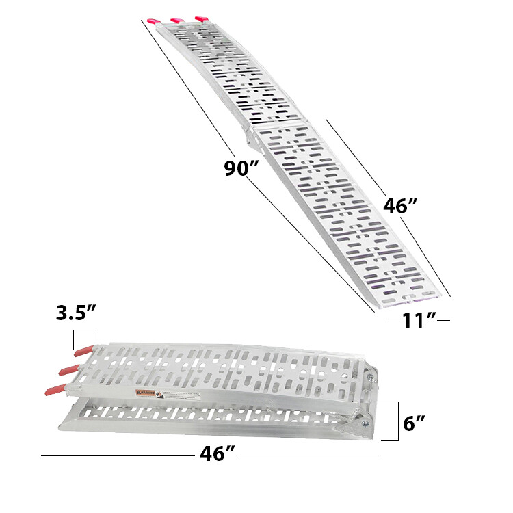 7.5' Set of 2 Truck ATV Folding Aluminum Loading Ramps, 1500 lbs Capacity