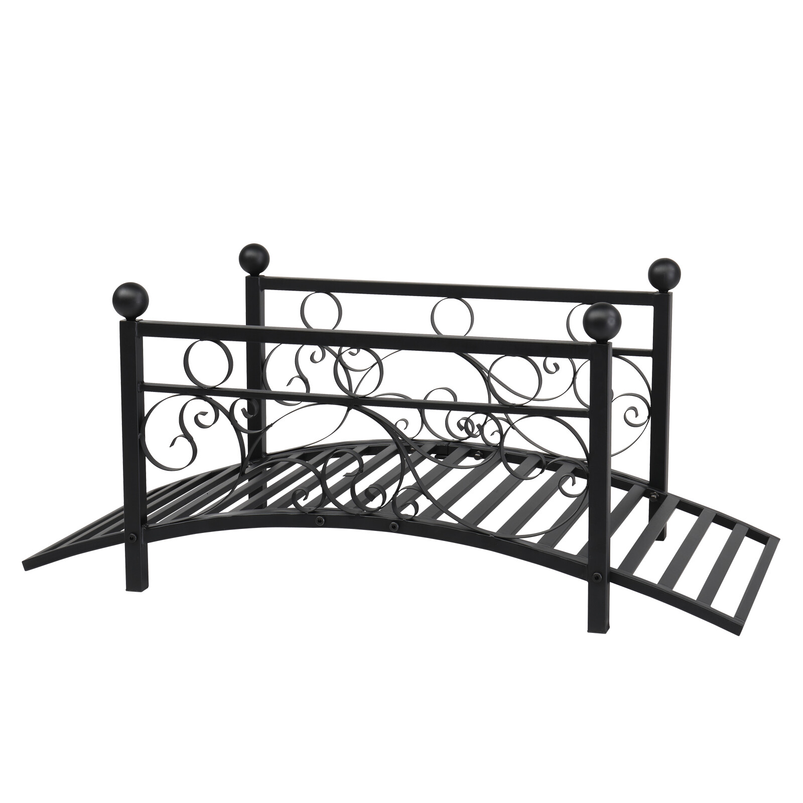 Outdoor Metal Garden Bridge with Security Guardrail for Patio Pond Backyard US
