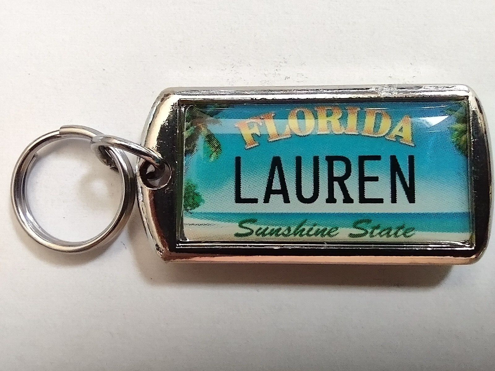 Florida Personalized Keychain Lauren Sunshine State Name Dolphin 1 1/2"