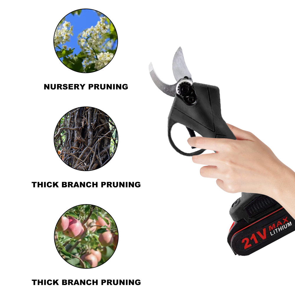 Electric Pruning Shears Cordless Pruner Brushless Branch Cutter with 2 Batteries