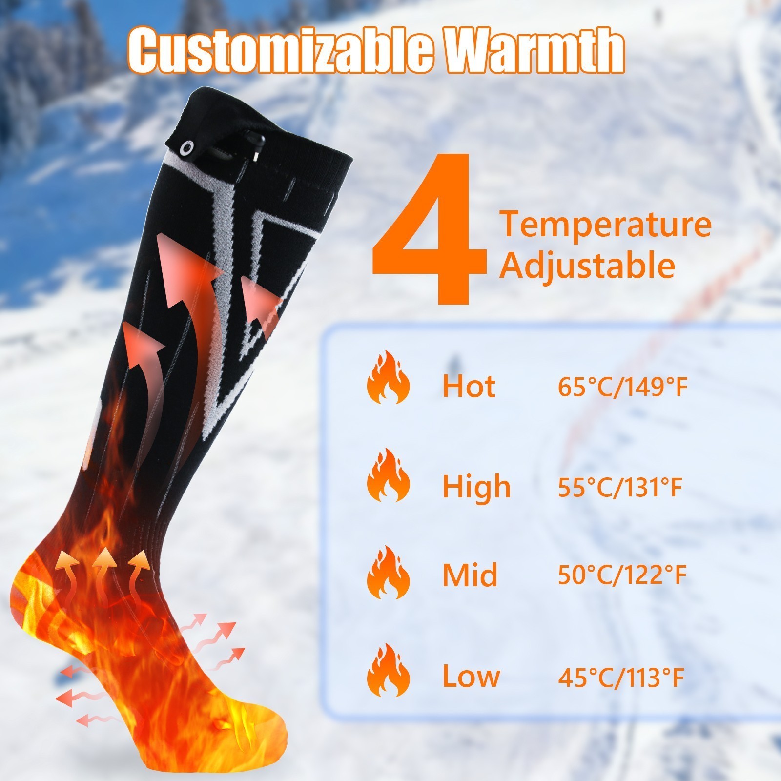 9000mAh Heated Socks & Hand Warmer for Men Women,Rechargeable Heated Socks Xmas