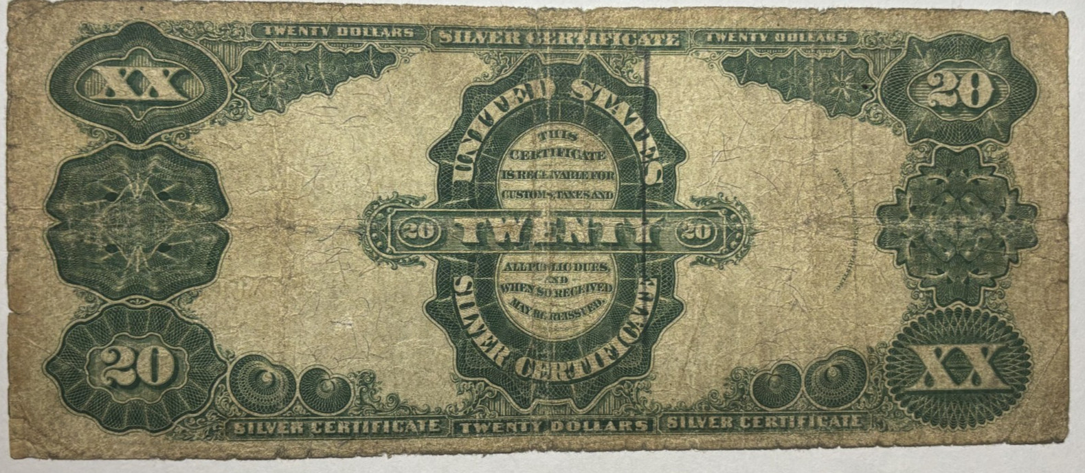 1891 $20 Fr. 322 Silver Certificate. Teehee | Burke. Lower Grade Example
