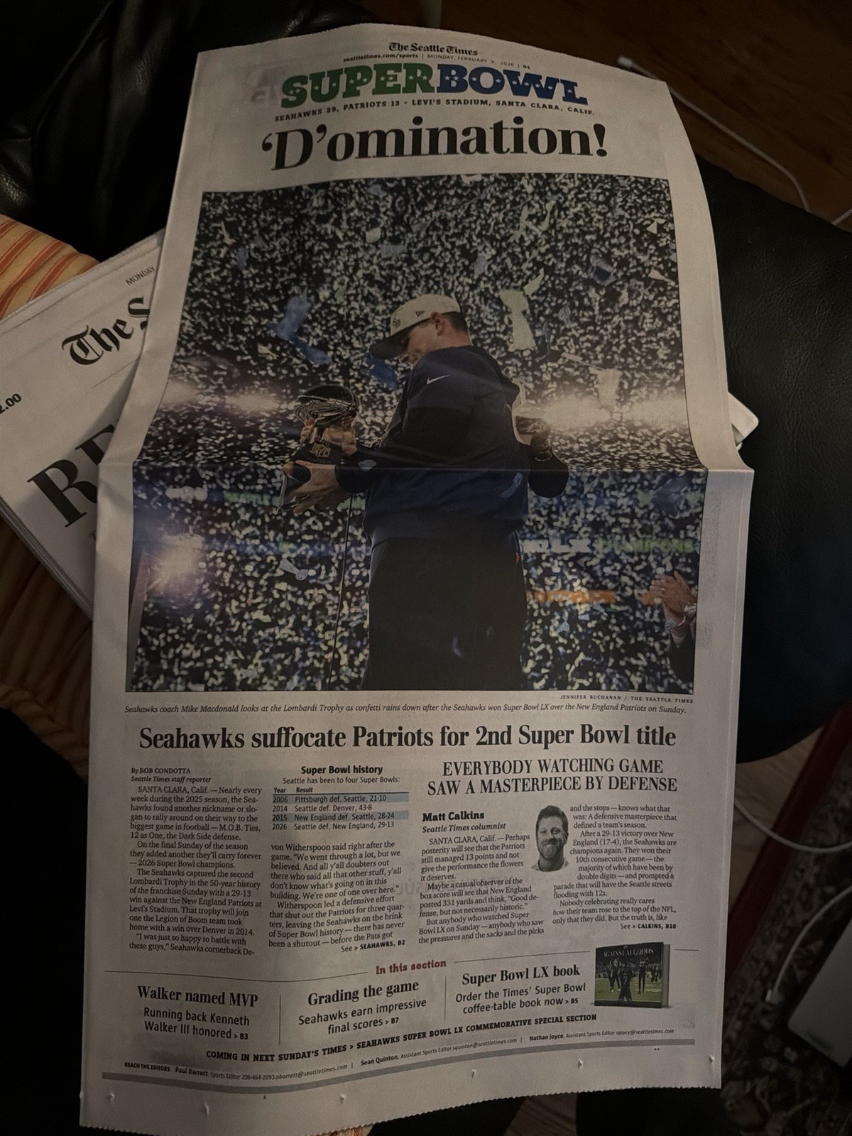 Seattle Times Seattle Seahawks SUPER BOWL LX CHAMPIONS Newspaper - 2/9/2026
