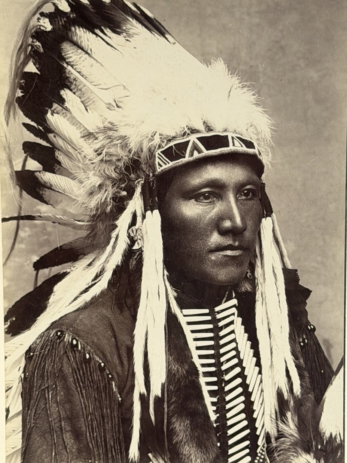 Native American Indian Warrior Photograph Titled: "Kiowa Brave"; "Poor Buffalo"