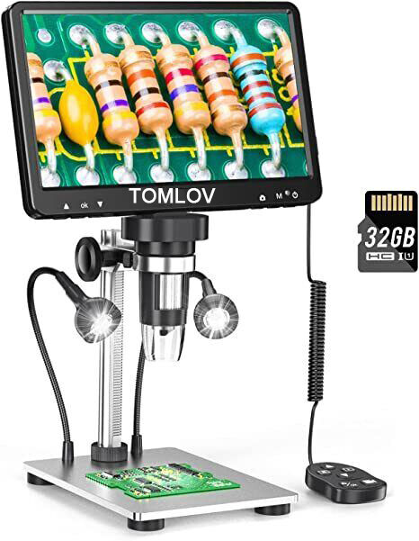 TOMLOV Digital Magnifier 1200X 7'' Coin Microscope camera Soldering Microscope