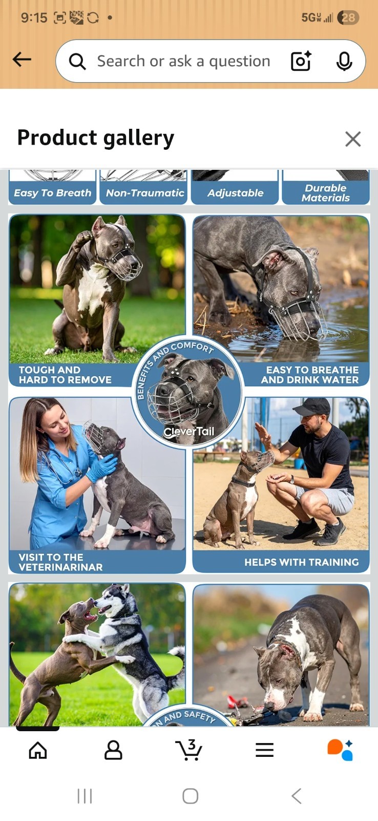 Pitbull Dog Muzzle Breathable Metal Basket for Large Dogs NEW