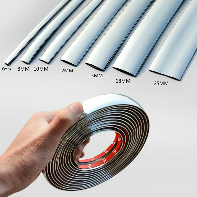 5M Universal Chrome Car Moulding Trim Strip car Door Edge Scratch Protector *