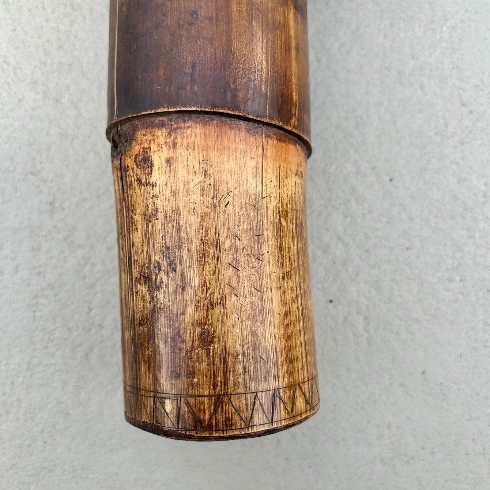 Borneo Dayak Bamboo Blowpipe Dart Quiver Tolor w/ 7 Darts Rattan 1960s Vintage