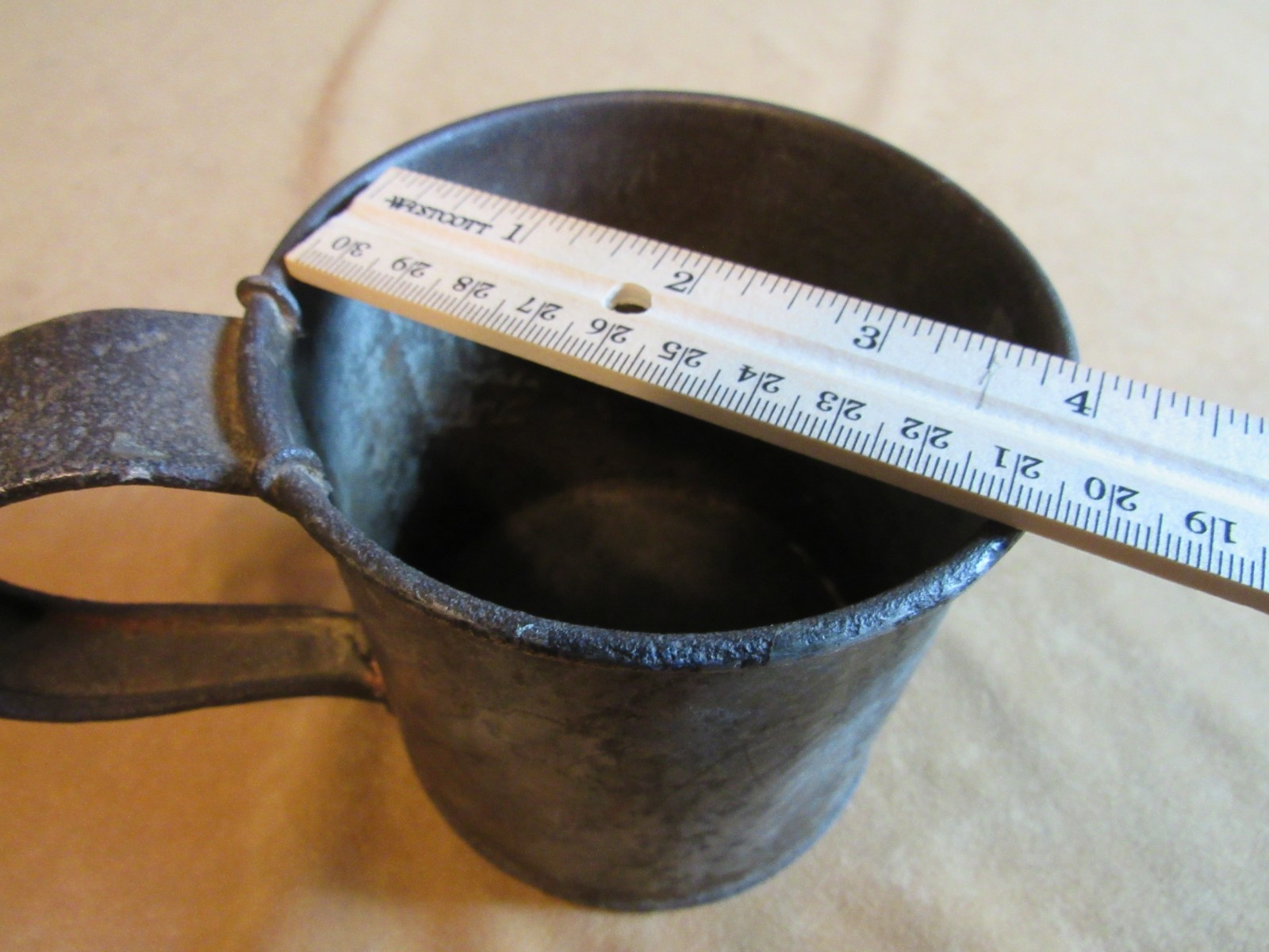 Antique Civil War Original Wire Handle Tin Mess cup 1860s