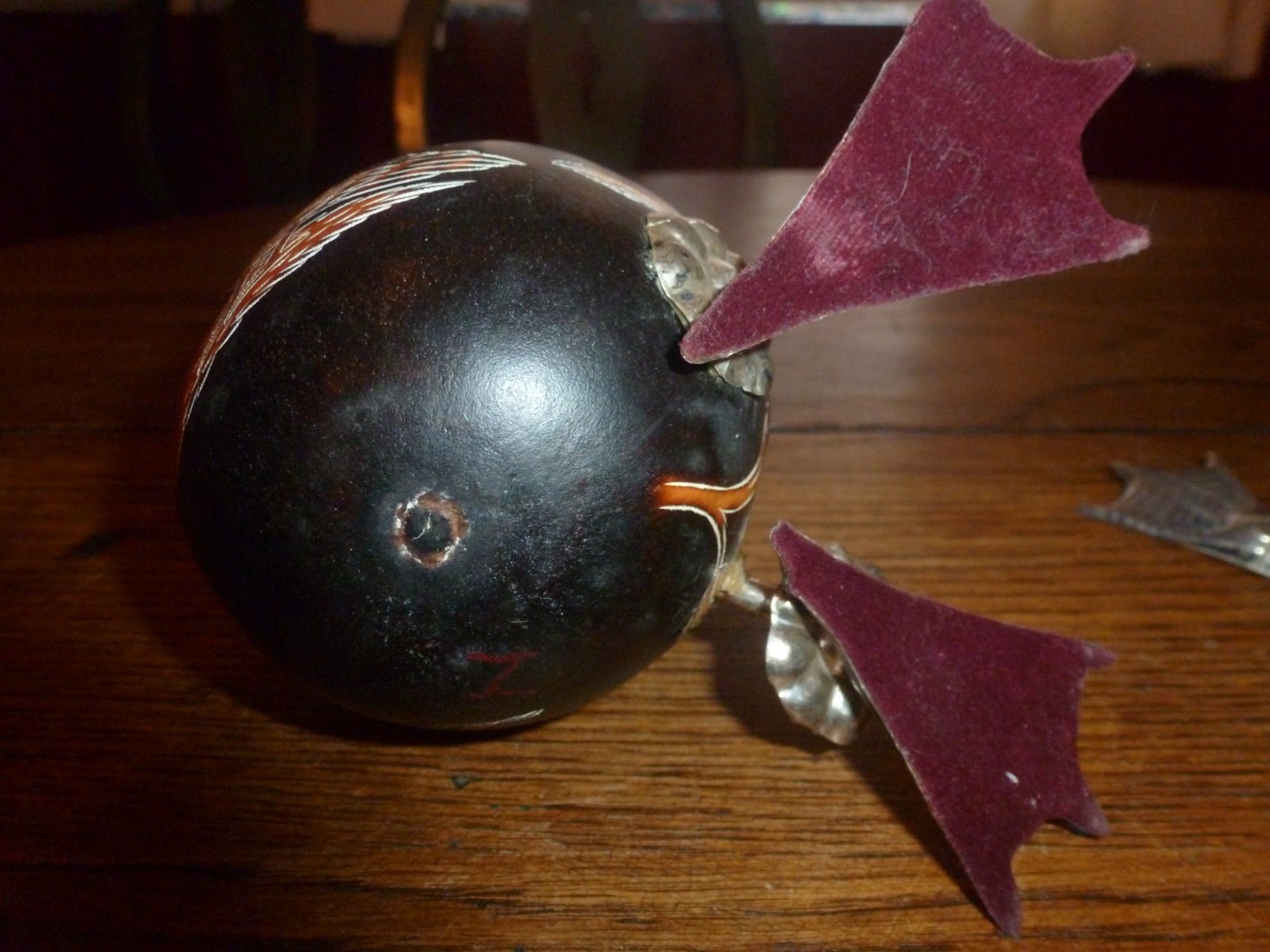 Sterling Silver 925 Vintage Hand-Carved Peruvian Gourd Art Duck