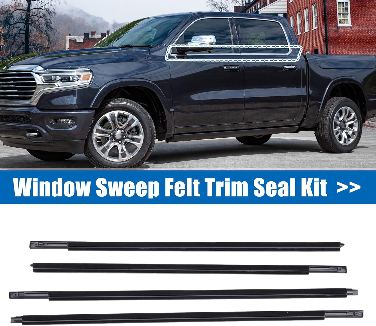 4pcs Weatherstrip Window Trim Seal Belt Car Outside Window Seal Belt for 1500 2