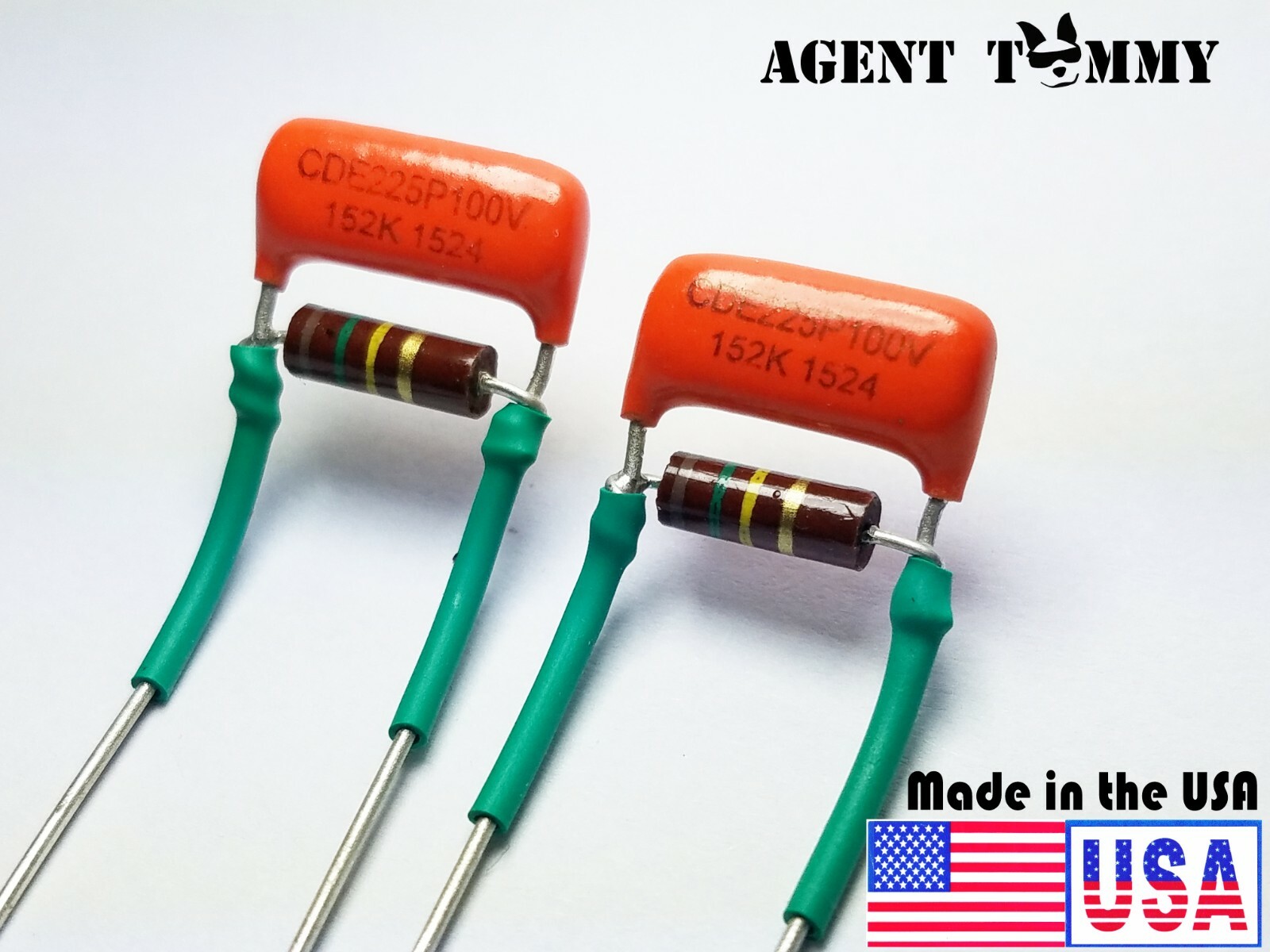 Treble Volume Bleed Circuit Kit .0015uf Orange drop cap 150k Allen Bradley 2pcs