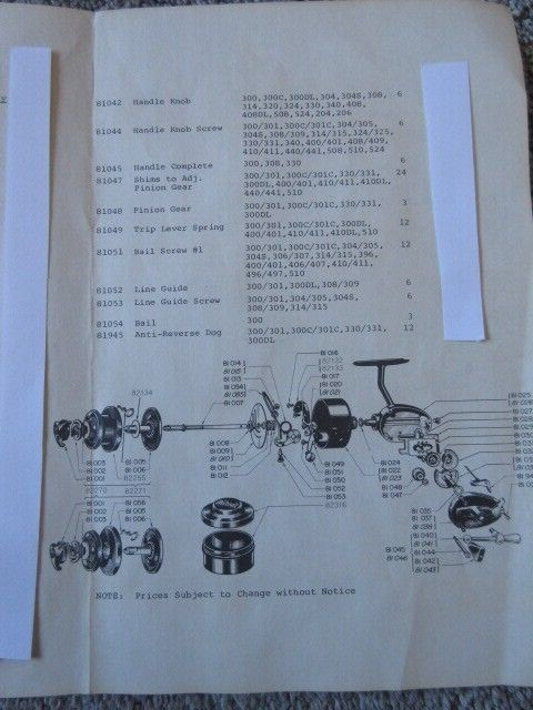 Mitchell 300's/400's/500's Reel Parts