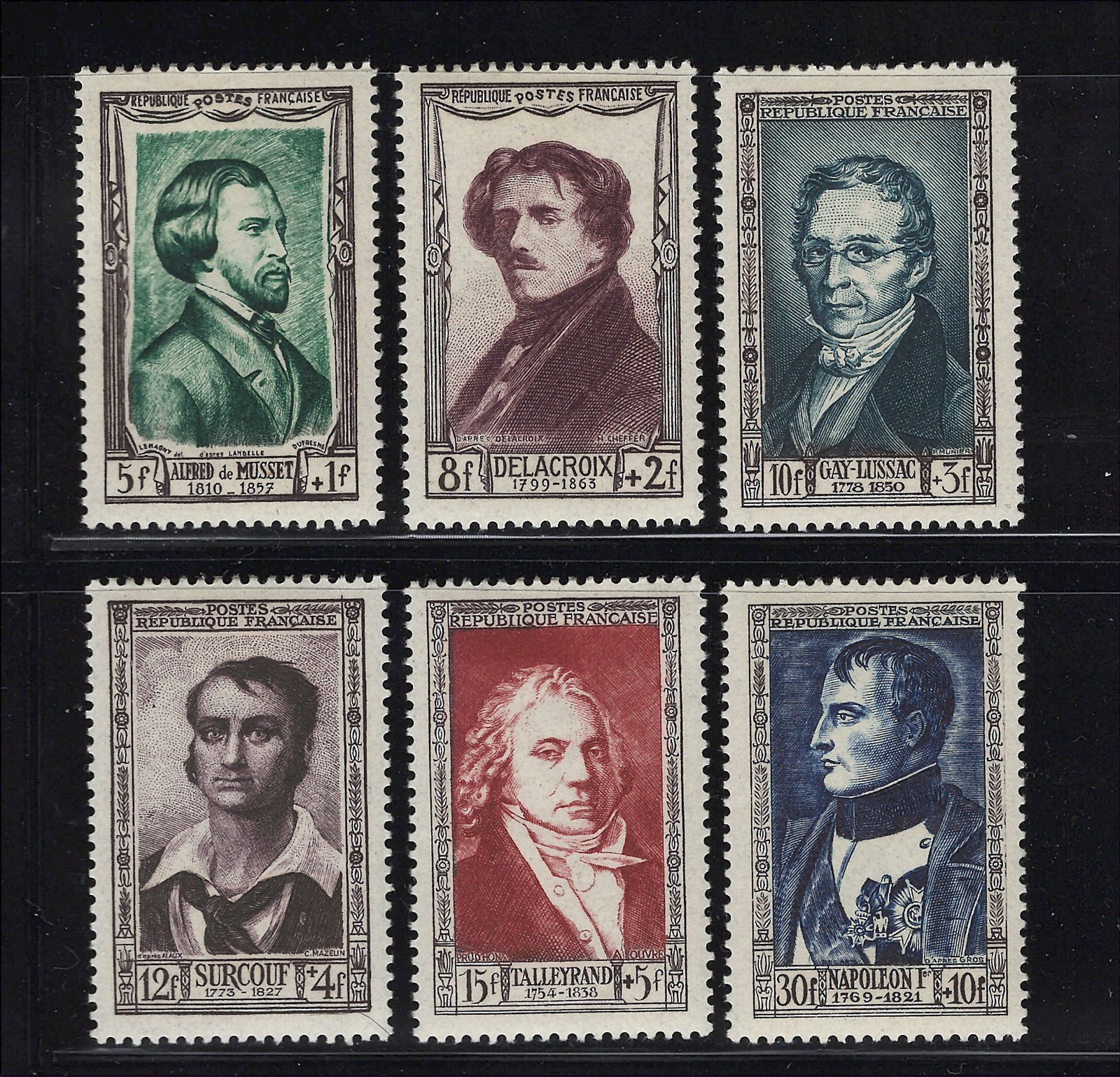France Scott # B258-B263 MLH Portraits of Historical Figures Semi-Postal 1951
