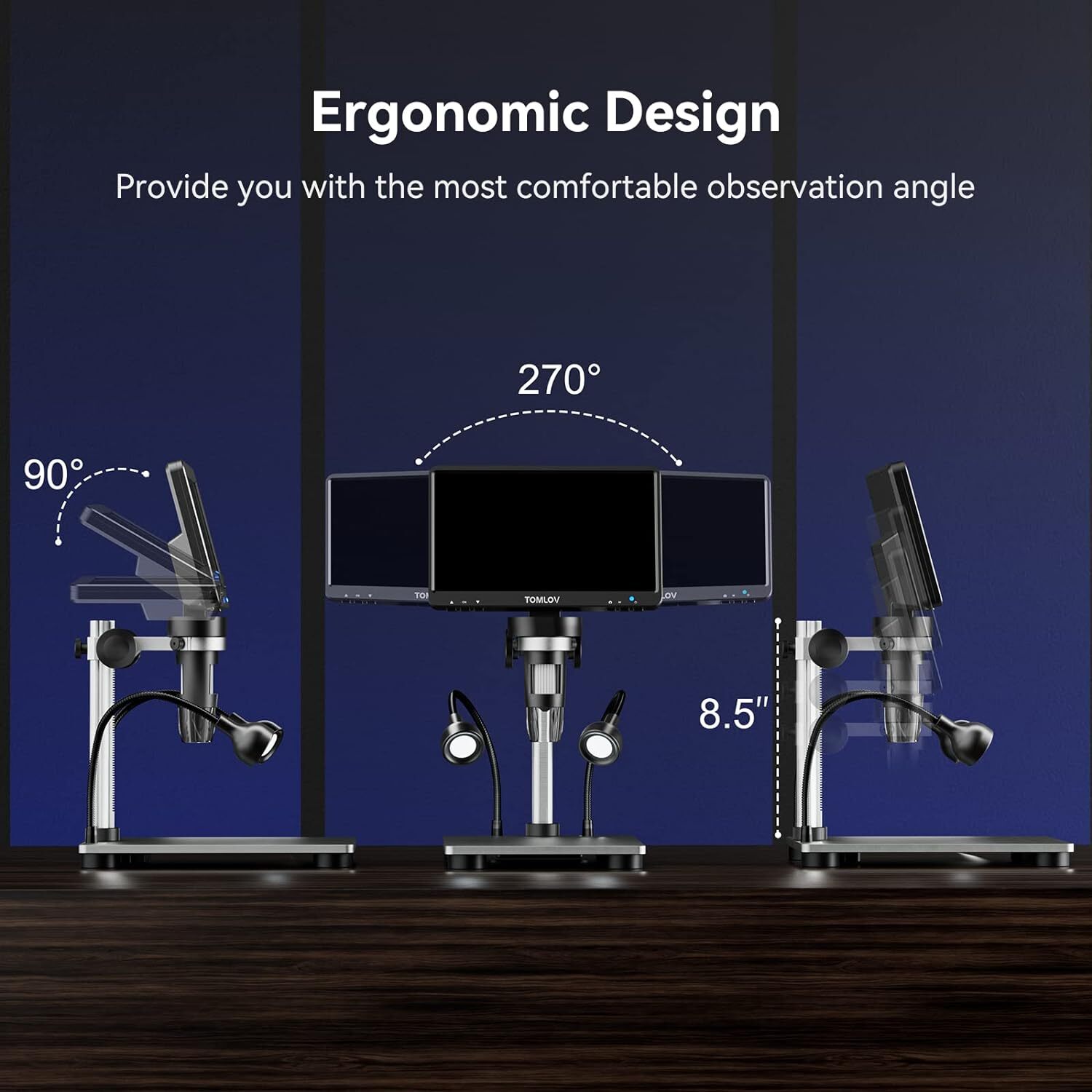TOMLOV Digital Microscope 7" LCD Coin Magnifier 1200X 12MP Soldering Microscope