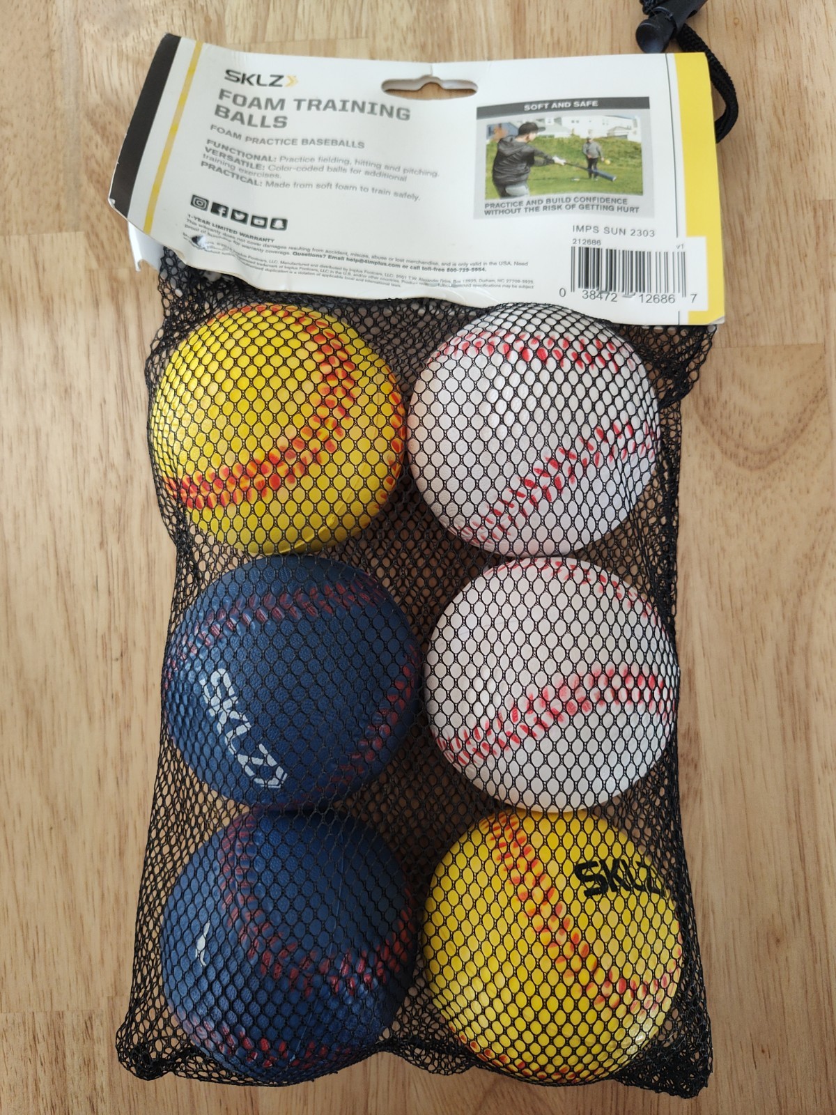 SKLZ Foam Training Baseballs 6-Pack - White/Yellow/Blue