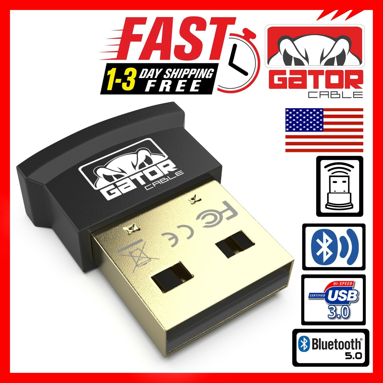 USB 3.0 Bluetooth 5.0 Adapter Dongle Receiver Wireless Audio Music TV PC MAC