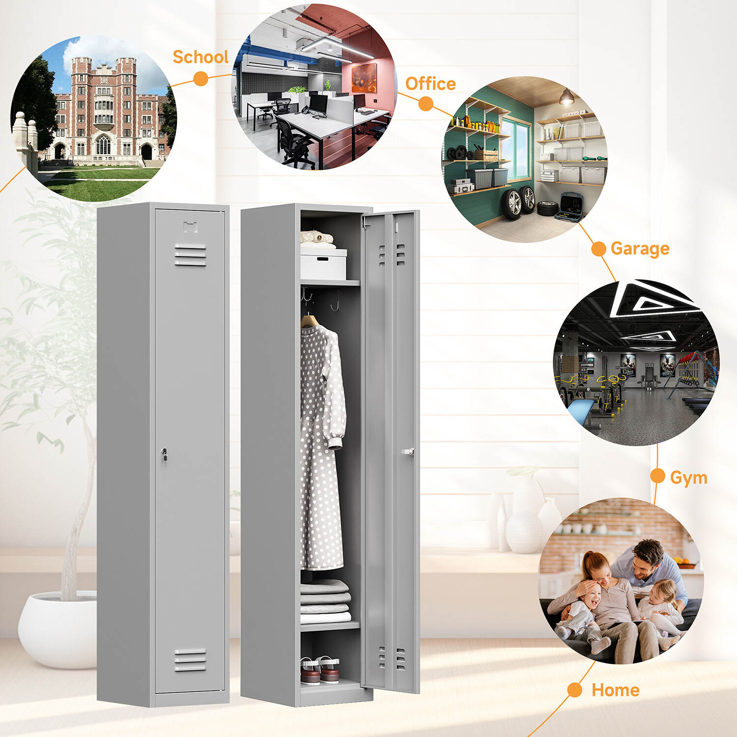 Metal Locker Lockable Storage Cabinet for Office School Use