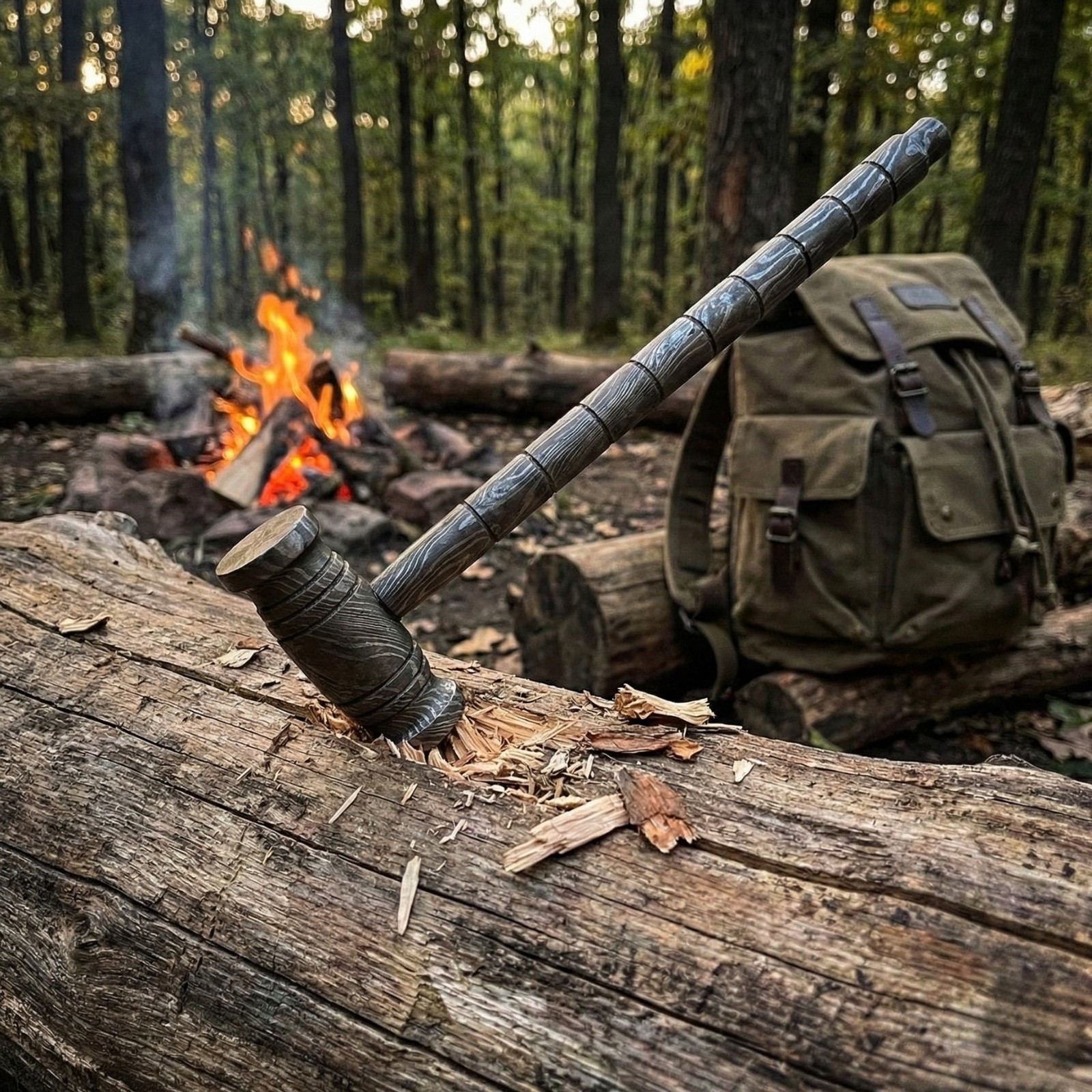 Shard Collectible Tactical Damascus Hammer Full Tang Bushcraft Survival EDC