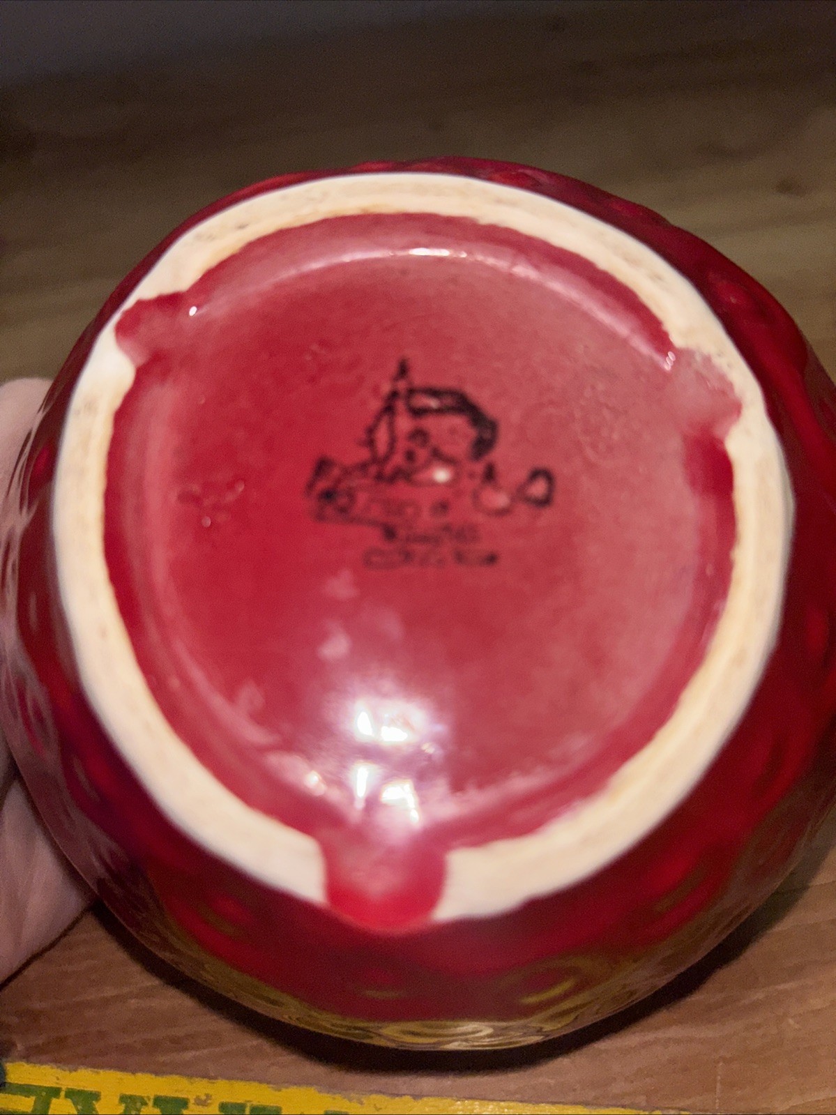 Vintage House of Webster Strawberry Cookie Jar Ceramic Canister USA Texas Lidded