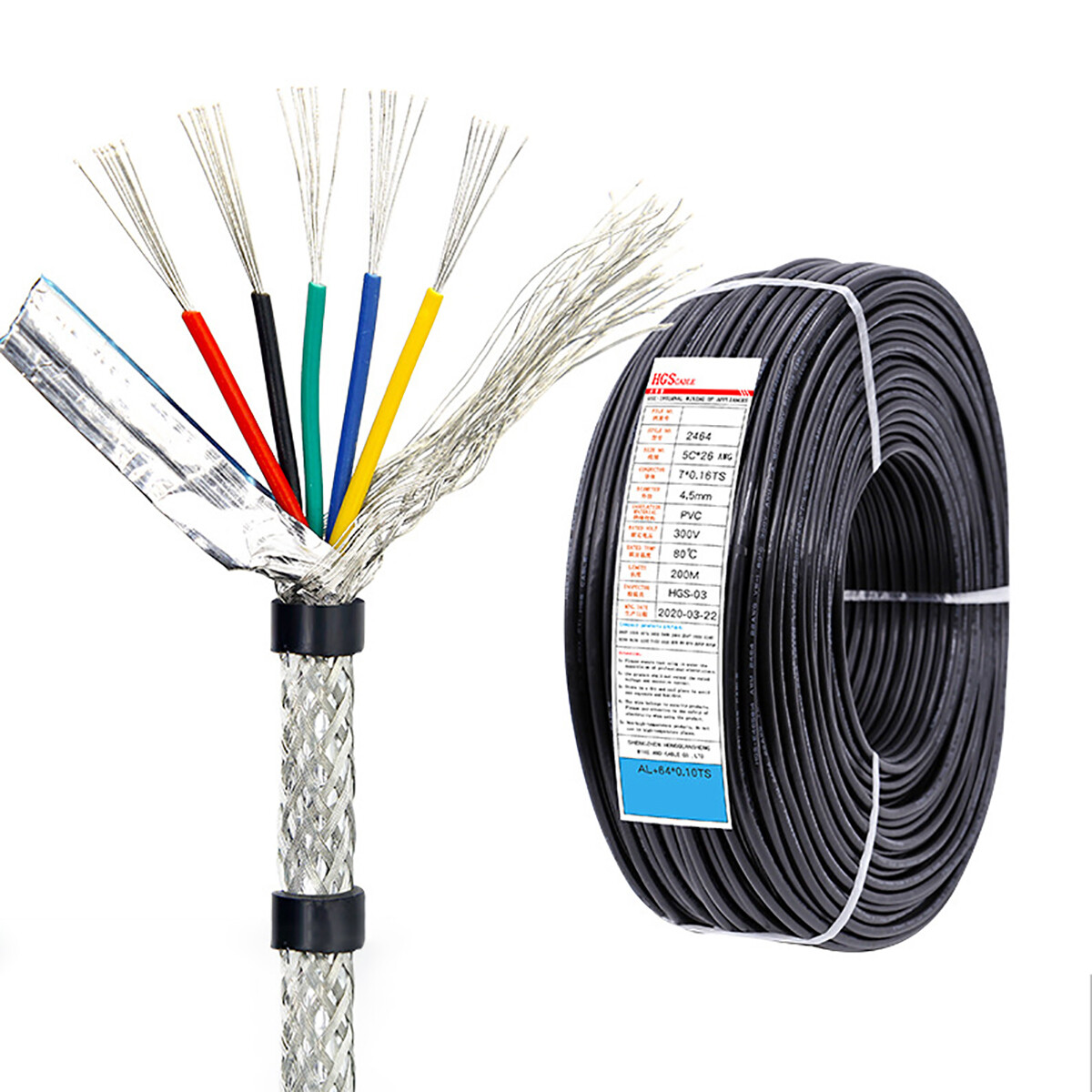 UL2464 Multi-Core Shielded Wire Cable Tinned Copper 22AWG 24AWG 26AWG